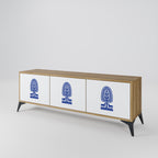 POLISH FOLK ART 3-Door TV Stand in Oak Effect