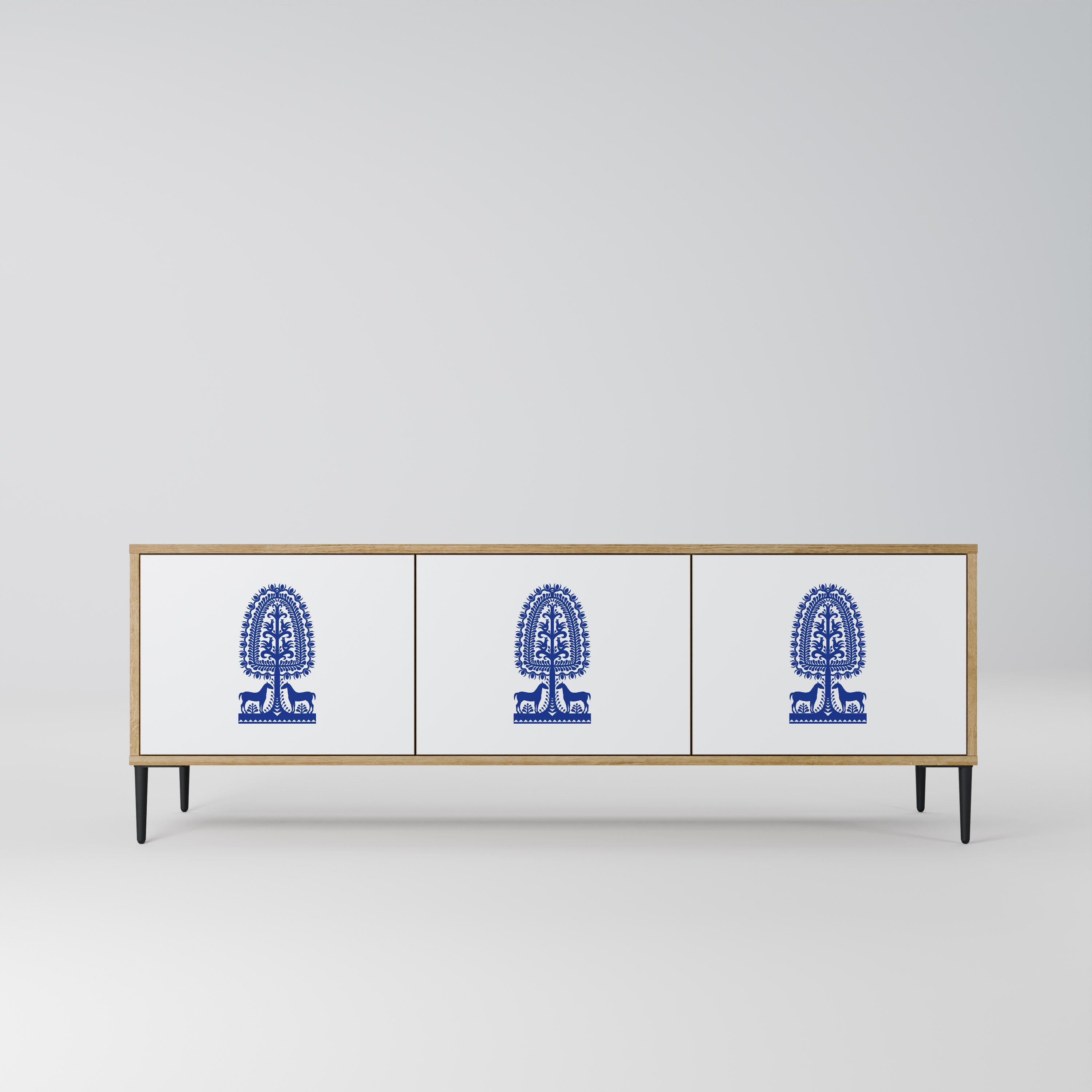 Mueble de TV de 3 puertas con efecto roble de ARTE POPULAR POLACO