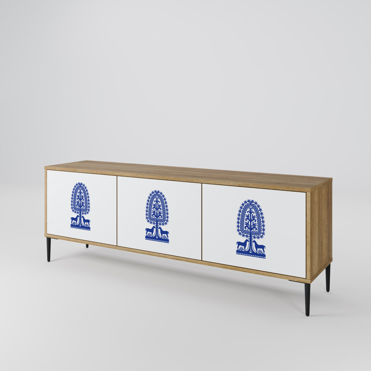 POLISH FOLK ART Mueble de TV de 3 Puertas