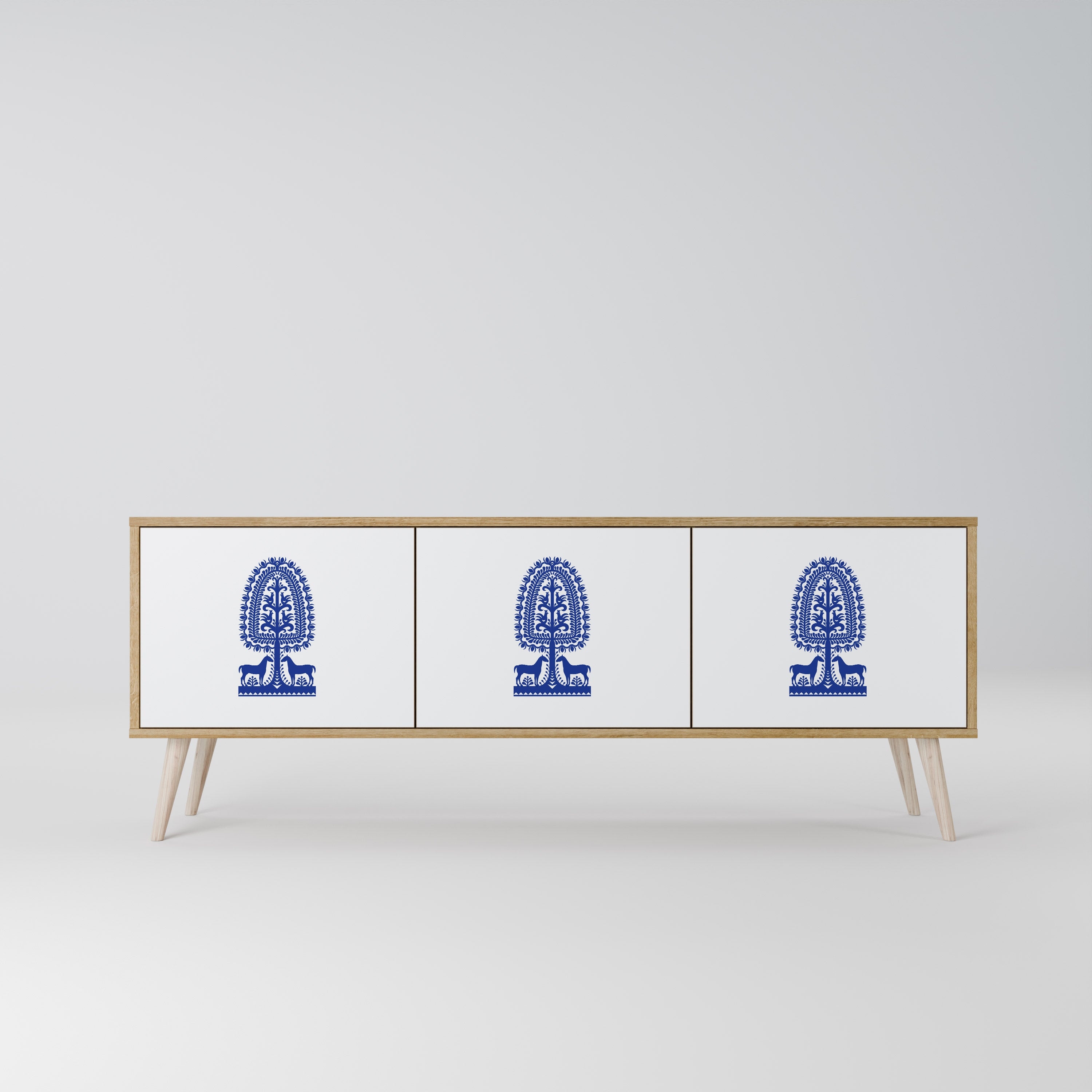 Mueble de TV de 3 puertas con efecto roble de ARTE POPULAR POLACO