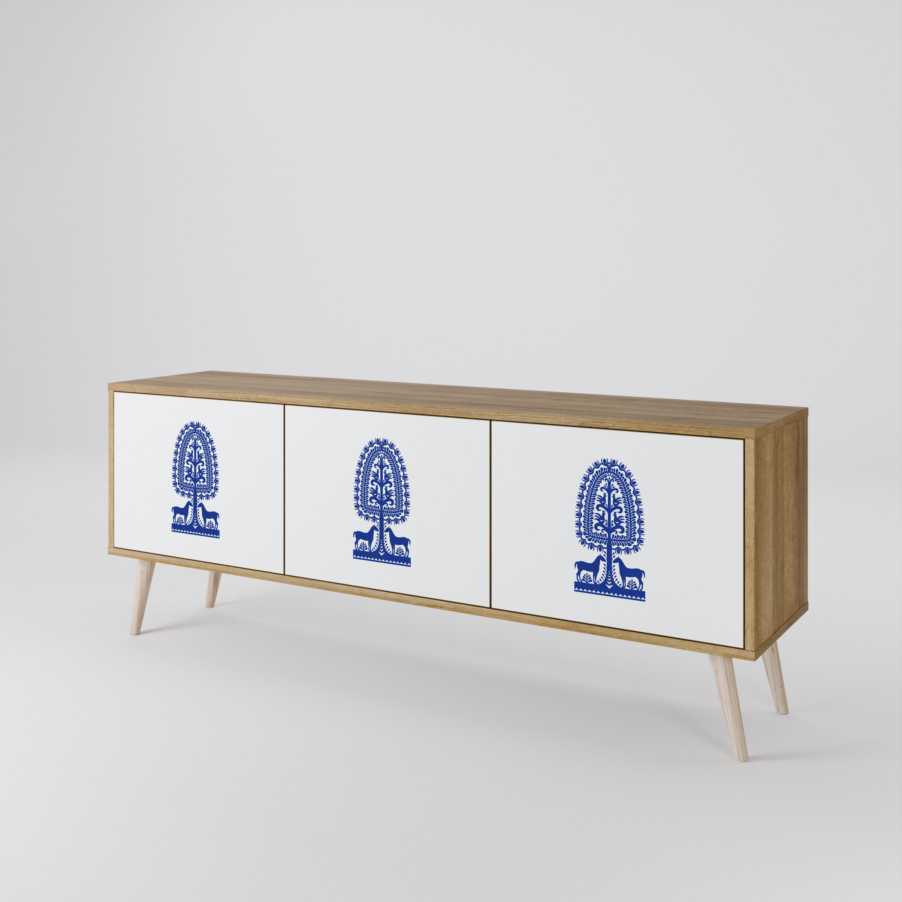 Mueble de TV de 3 puertas con efecto roble de ARTE POPULAR POLACO