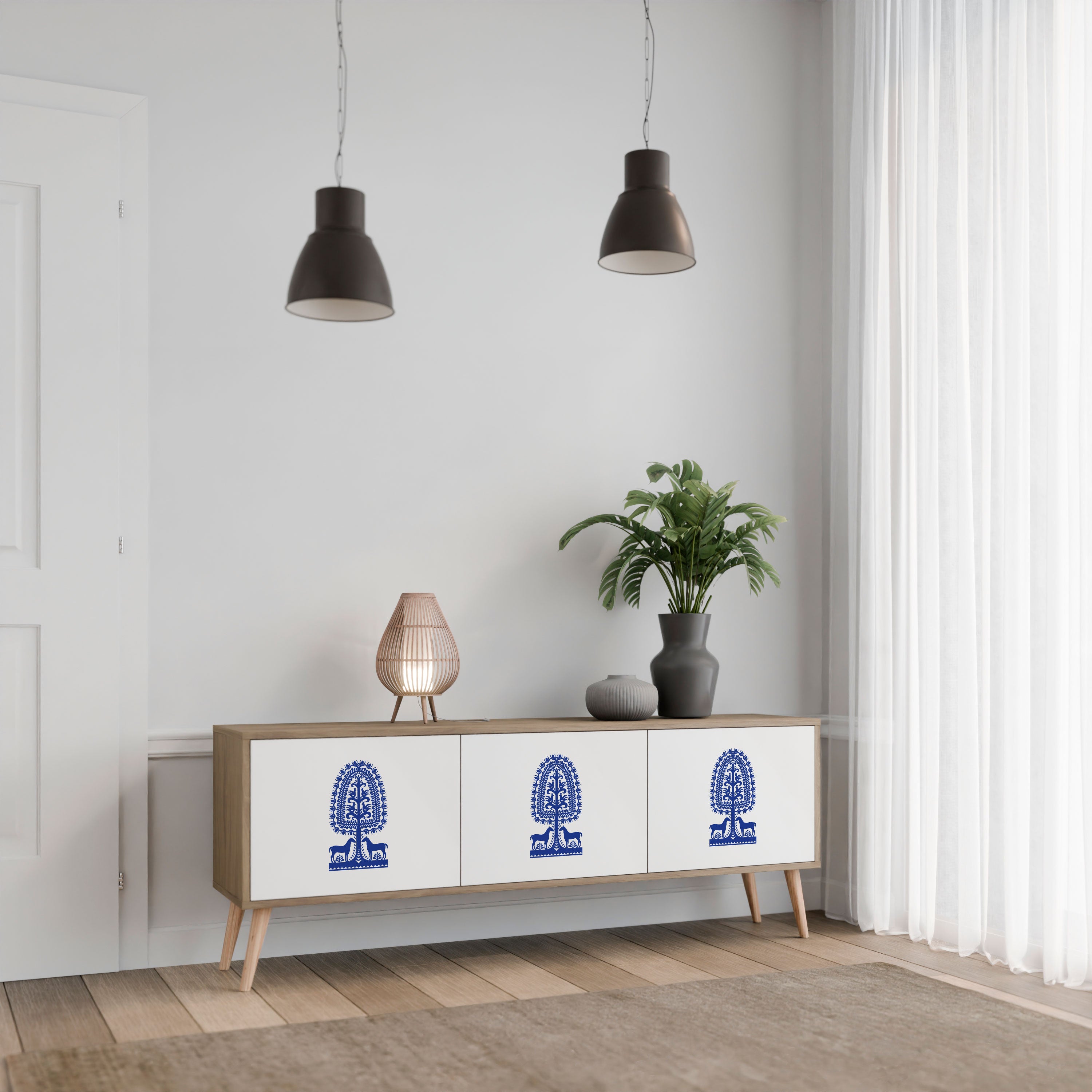 Mueble de TV de 3 puertas con efecto roble de ARTE POPULAR POLACO