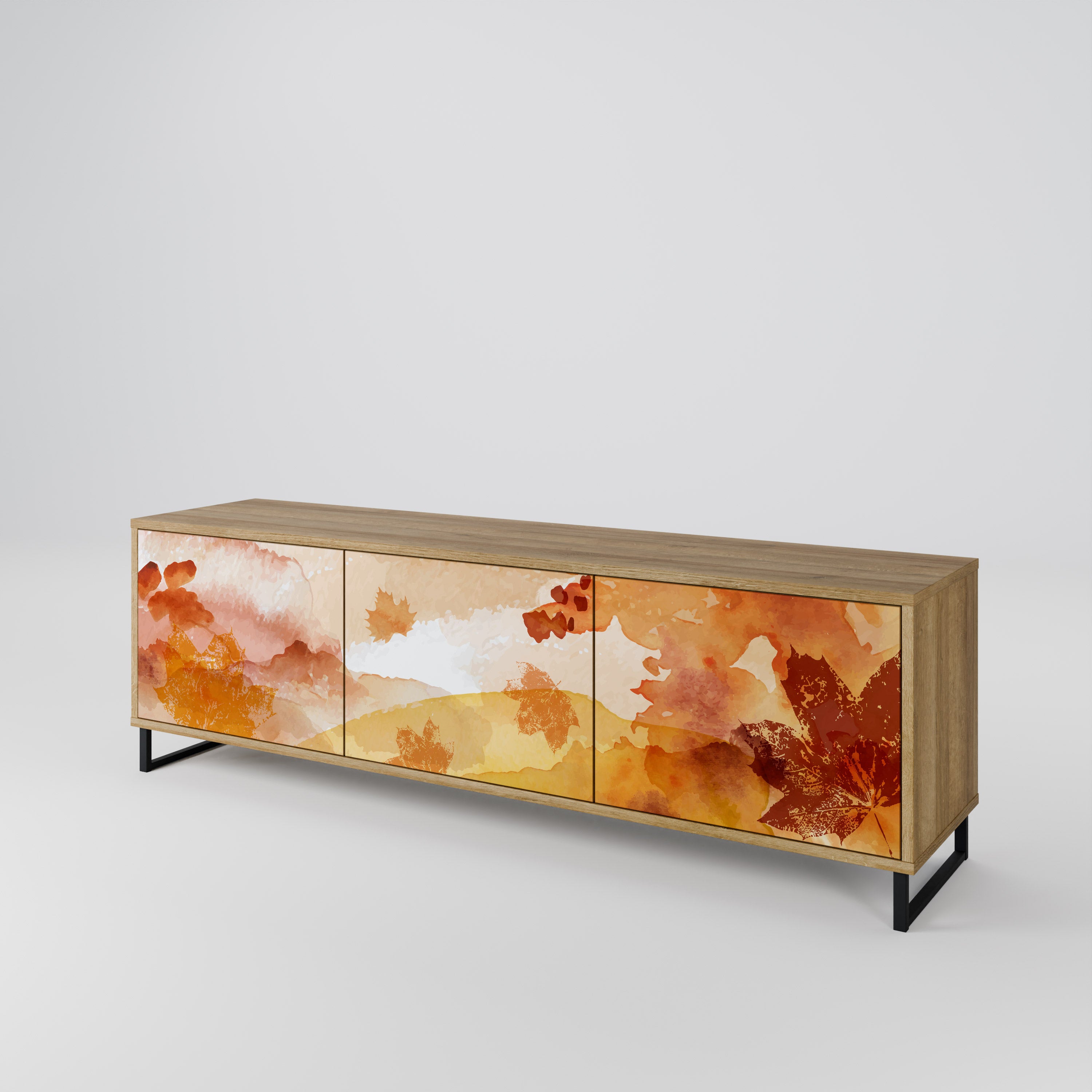 Mueble de TV de 3 puertas TRACES OF AUTUMN con efecto roble
