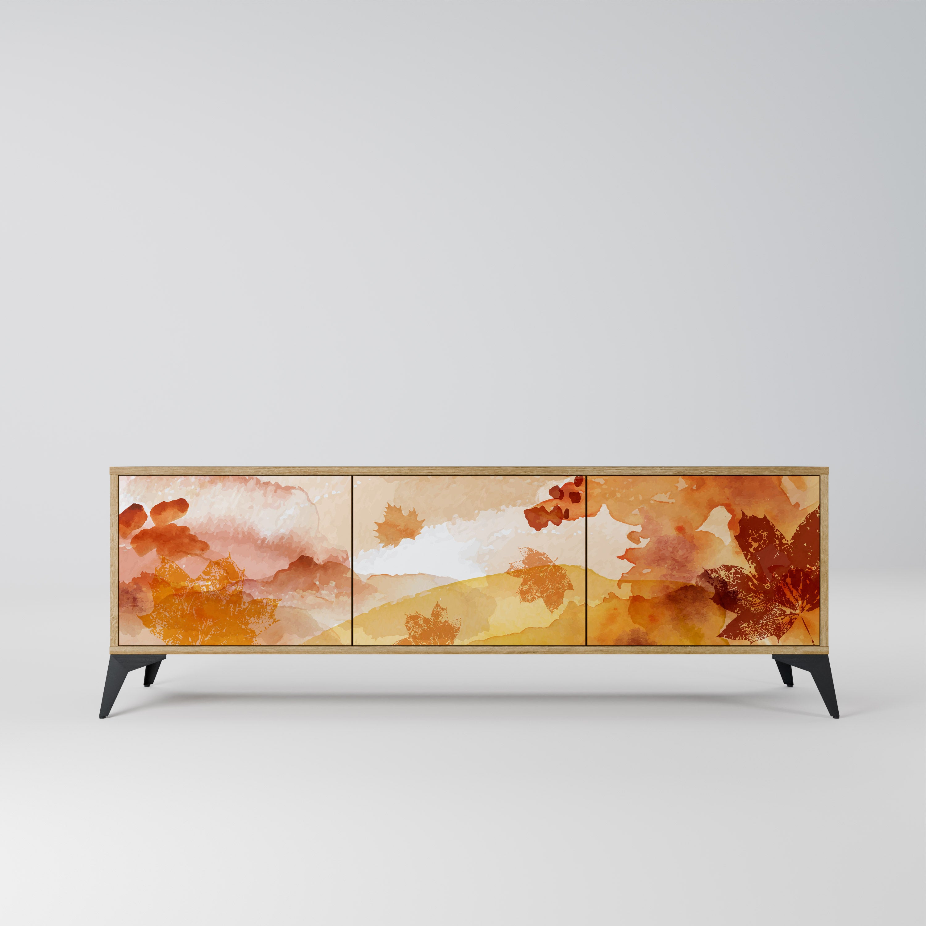 Mueble de TV de 3 puertas TRACES OF AUTUMN con efecto roble