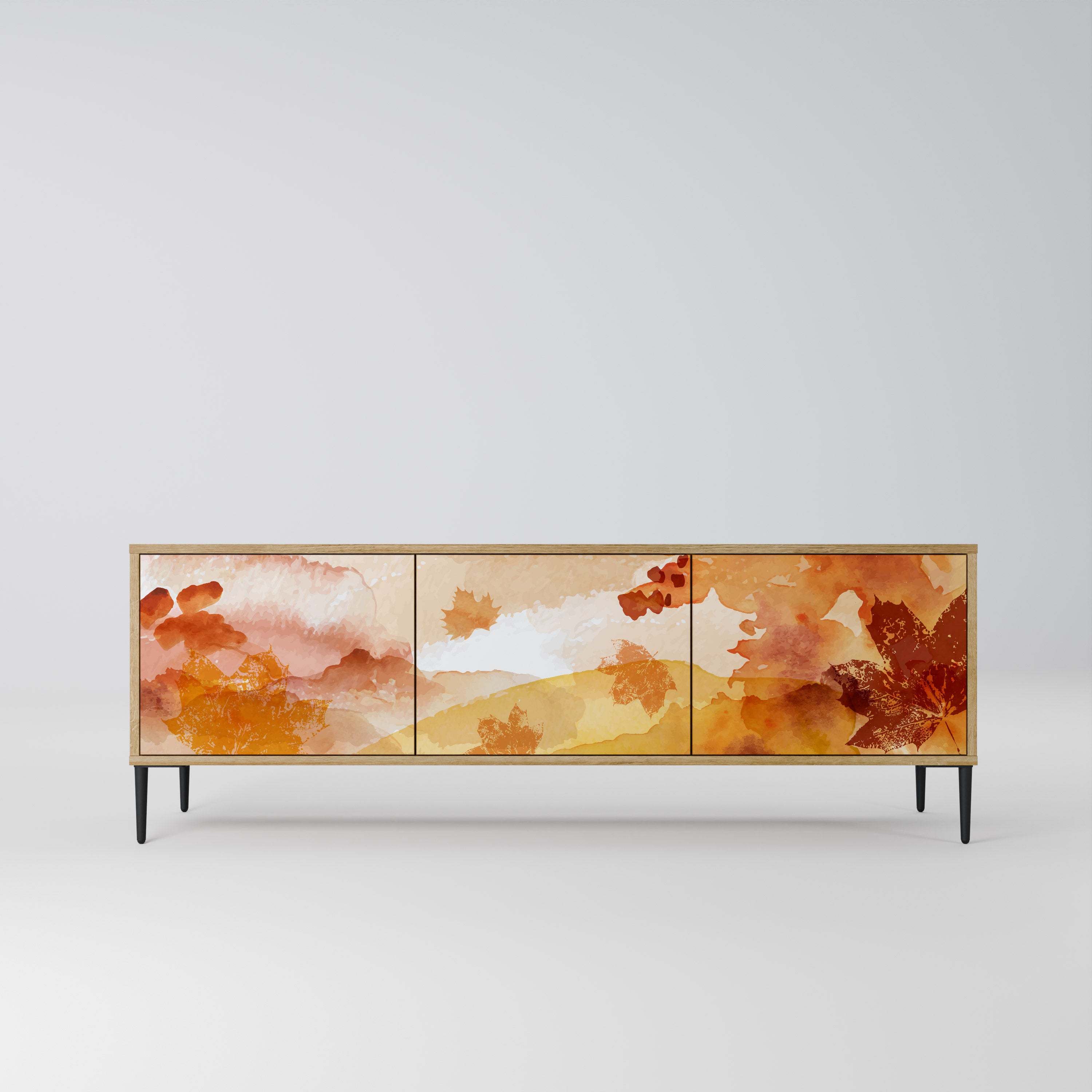 Mueble de TV de 3 puertas TRACES OF AUTUMN con efecto roble