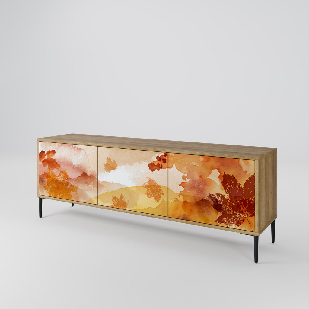 Mueble de TV de 3 puertas TRACES OF AUTUMN con efecto roble