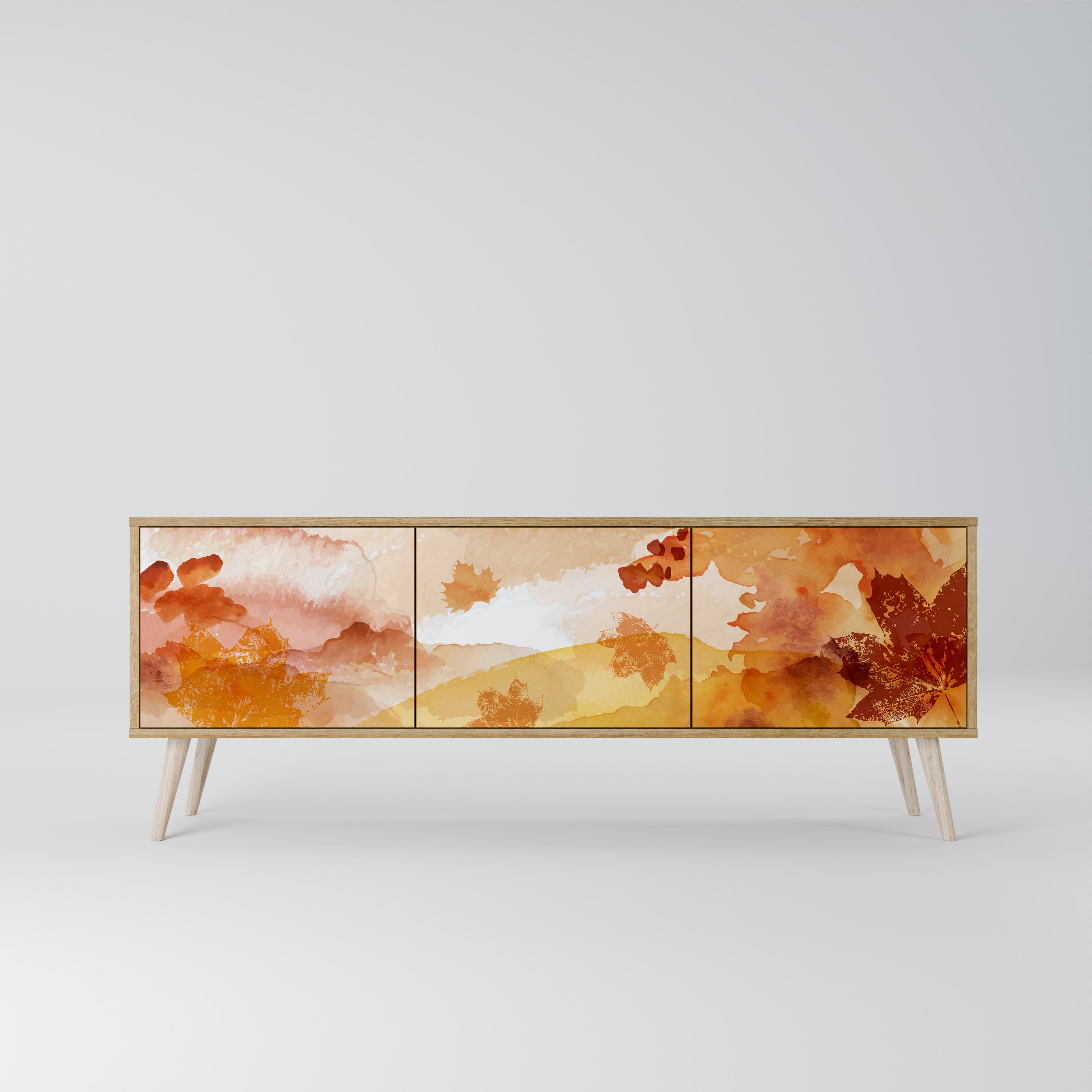 Mueble de TV de 3 puertas TRACES OF AUTUMN con efecto roble