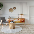 TRACES OF AUTUMN Mueble de TV de 3 Puertas en Efecto Roble