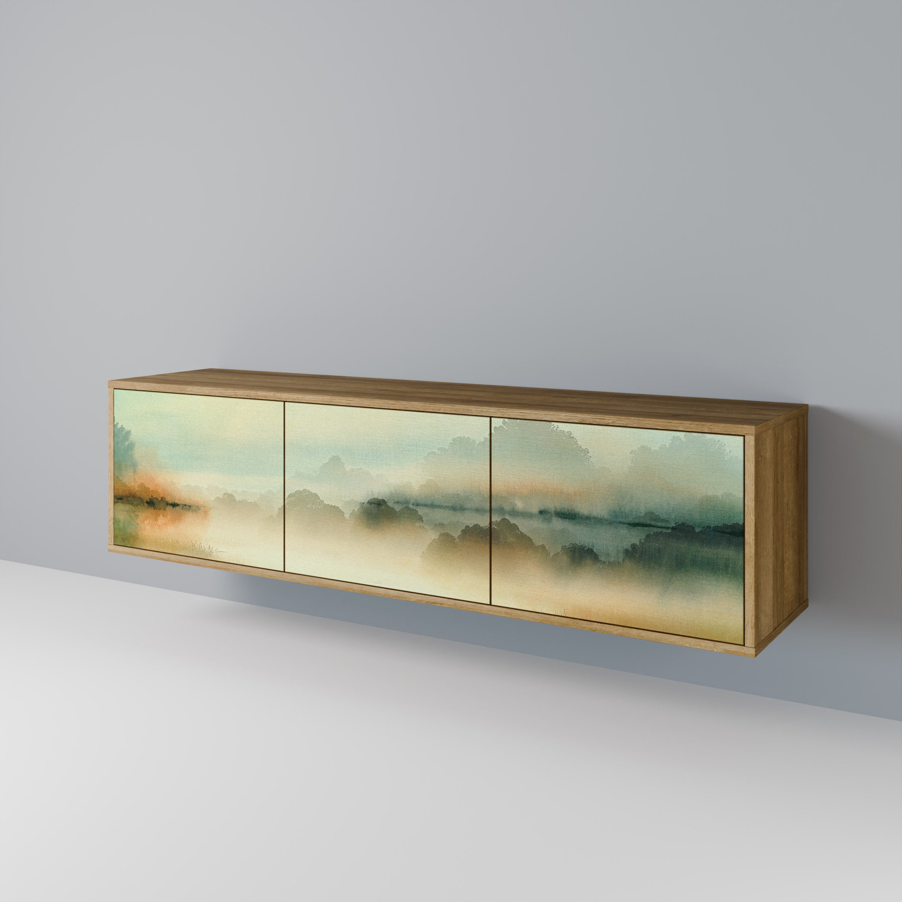 MORNING BY THE LAKE 3-Door TV Stand in Oak Effect