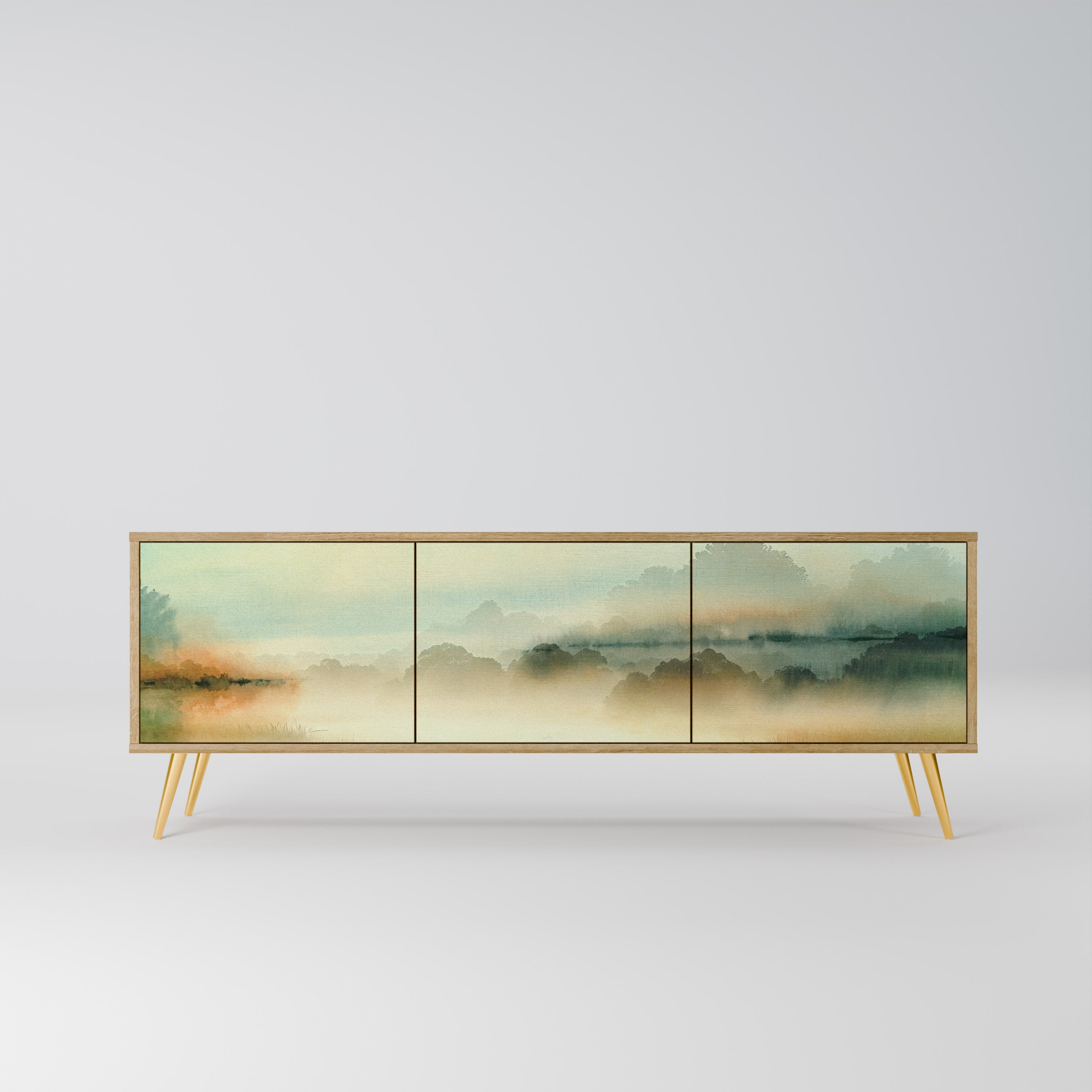MORNING BY THE LAKE 3-Door TV Stand in Oak Effect