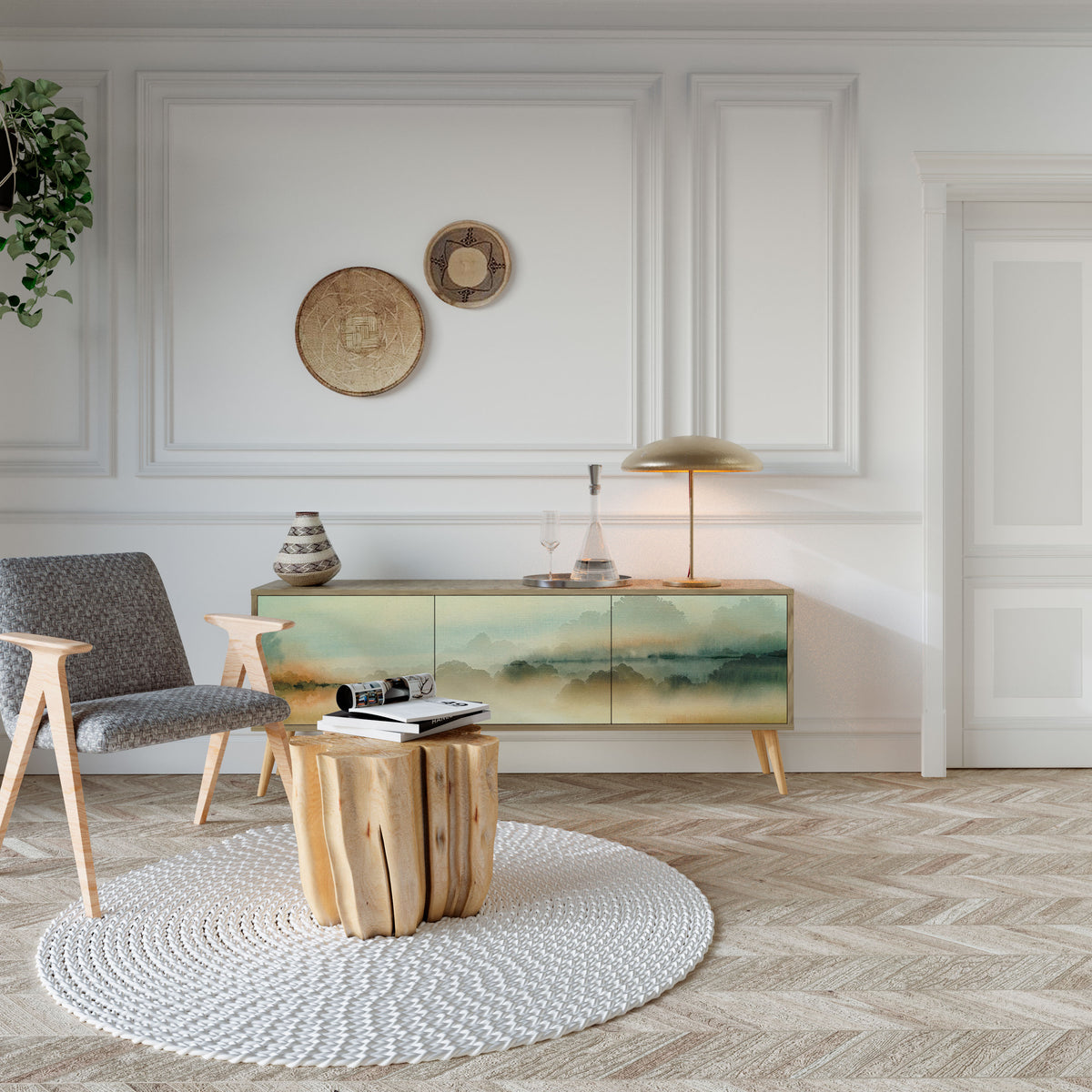 MORNING BY THE LAKE Mueble de TV de 3 Puertas
