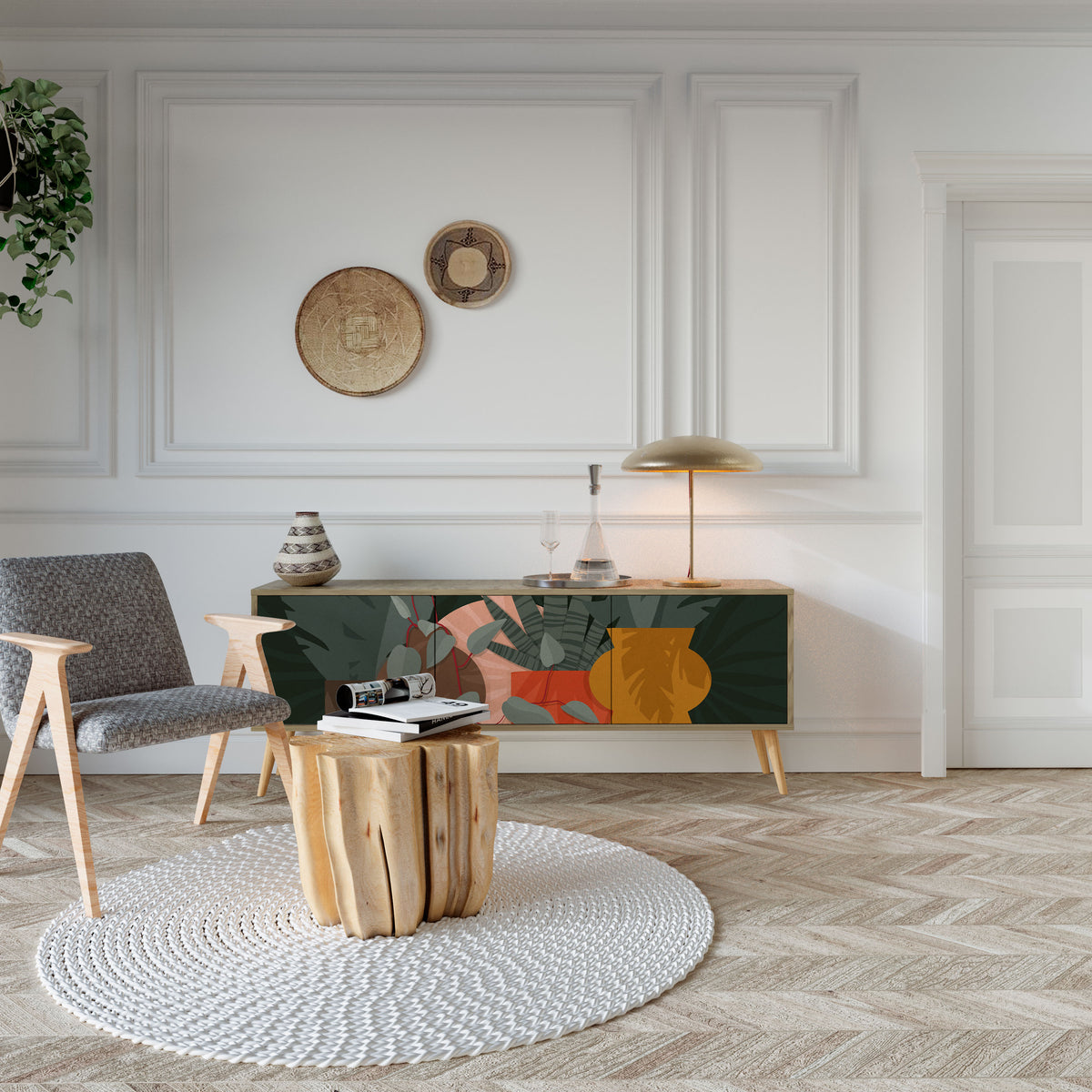 TROPICAL COMPOSITION Mueble de TV de 3 Puertas