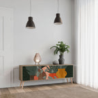 TROPICAL COMPOSITION 3-Door TV Stand in Oak Effect