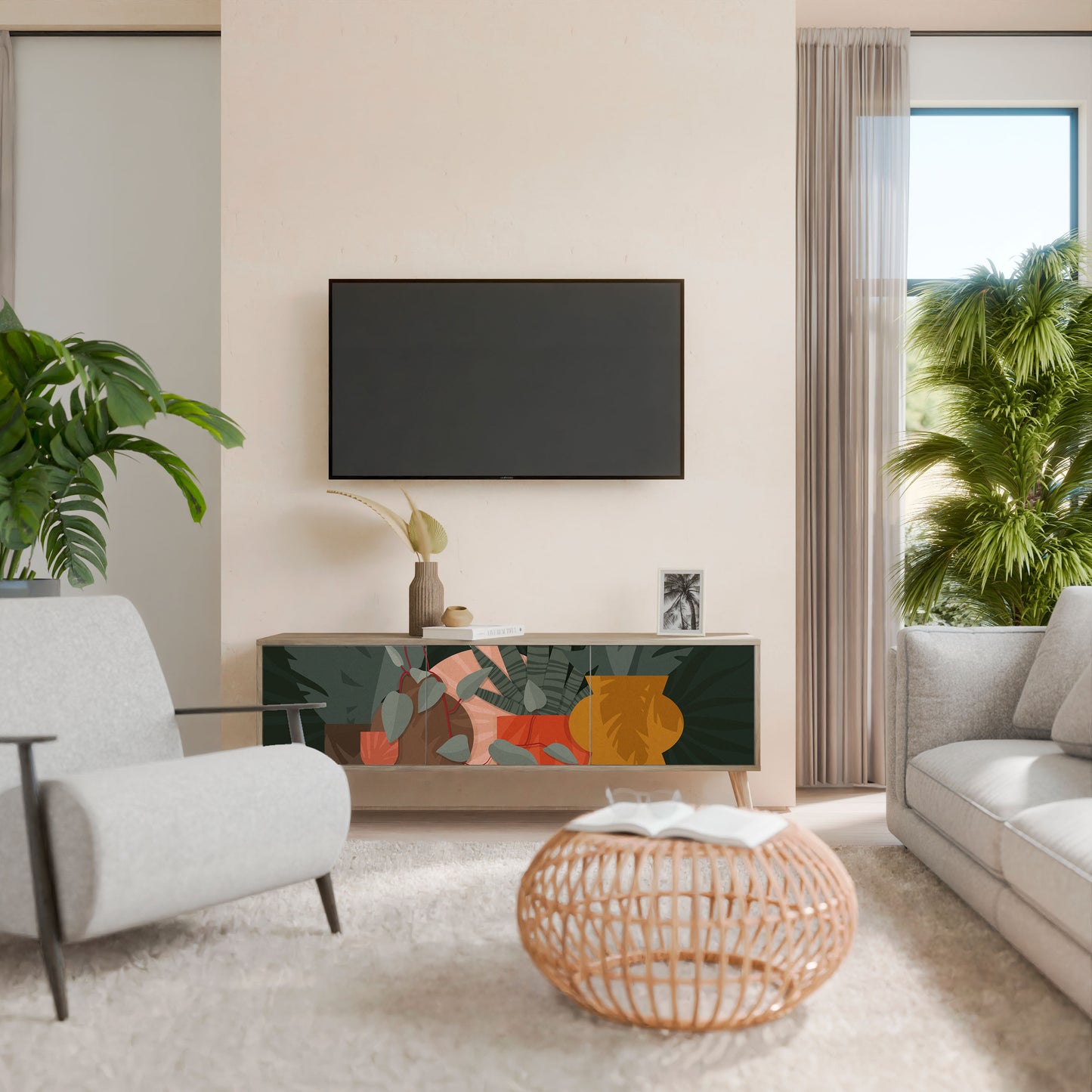 TROPICAL COMPOSITION Mueble de TV de 3 Puertas