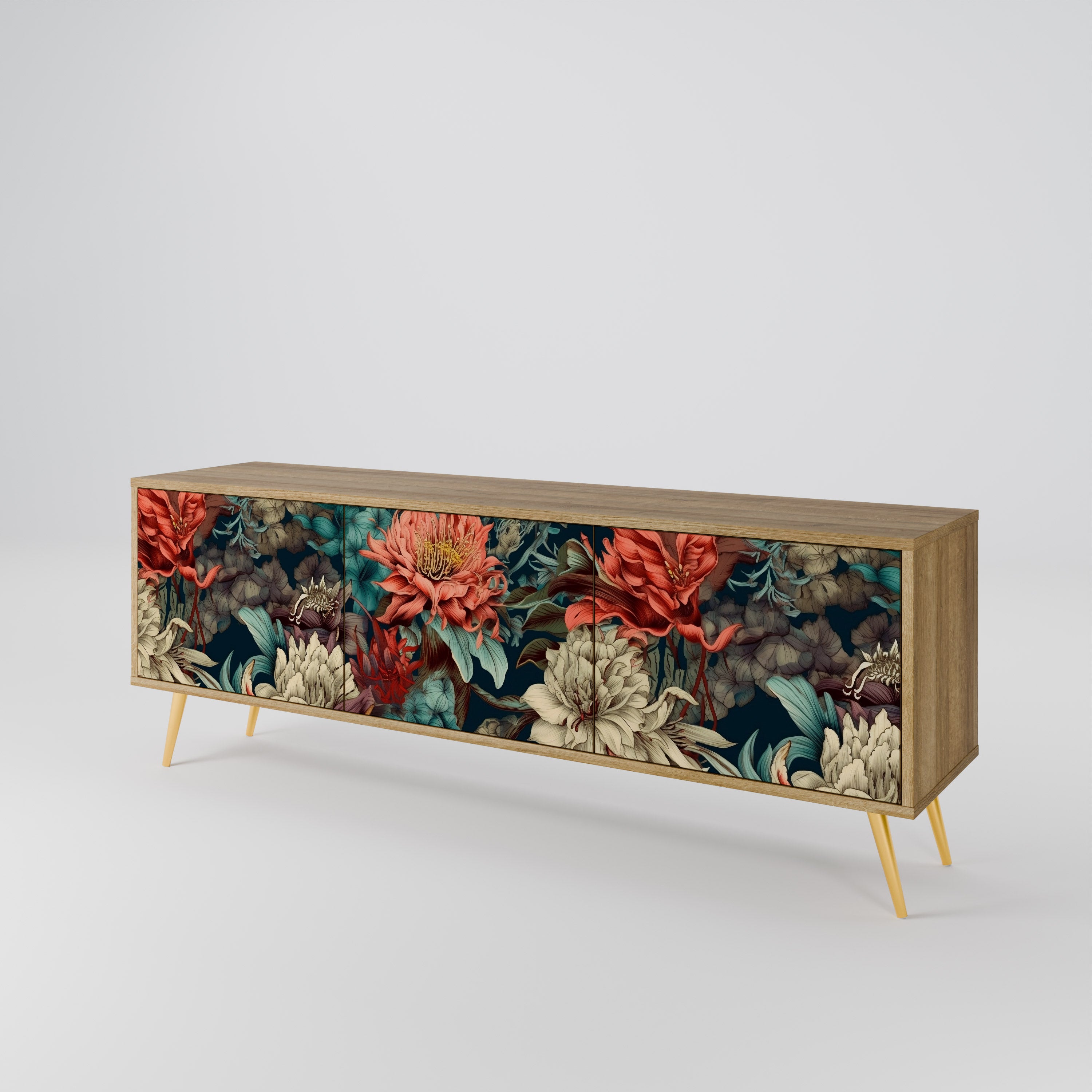 SPROUTING GRACE 3-Door TV Stand in Oak Effect