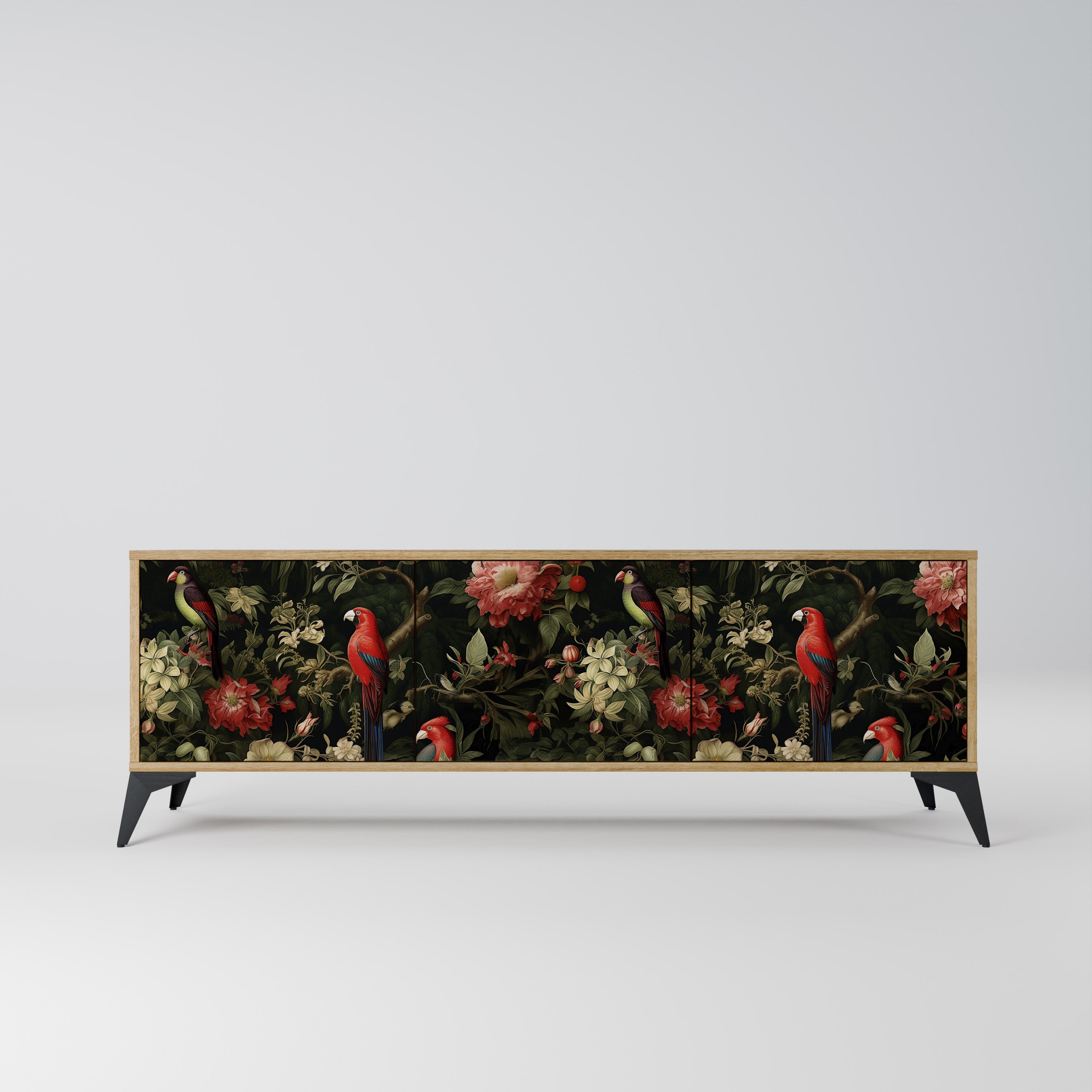 AVIAN GREENERY 3-Door TV Stand in Oak Effect