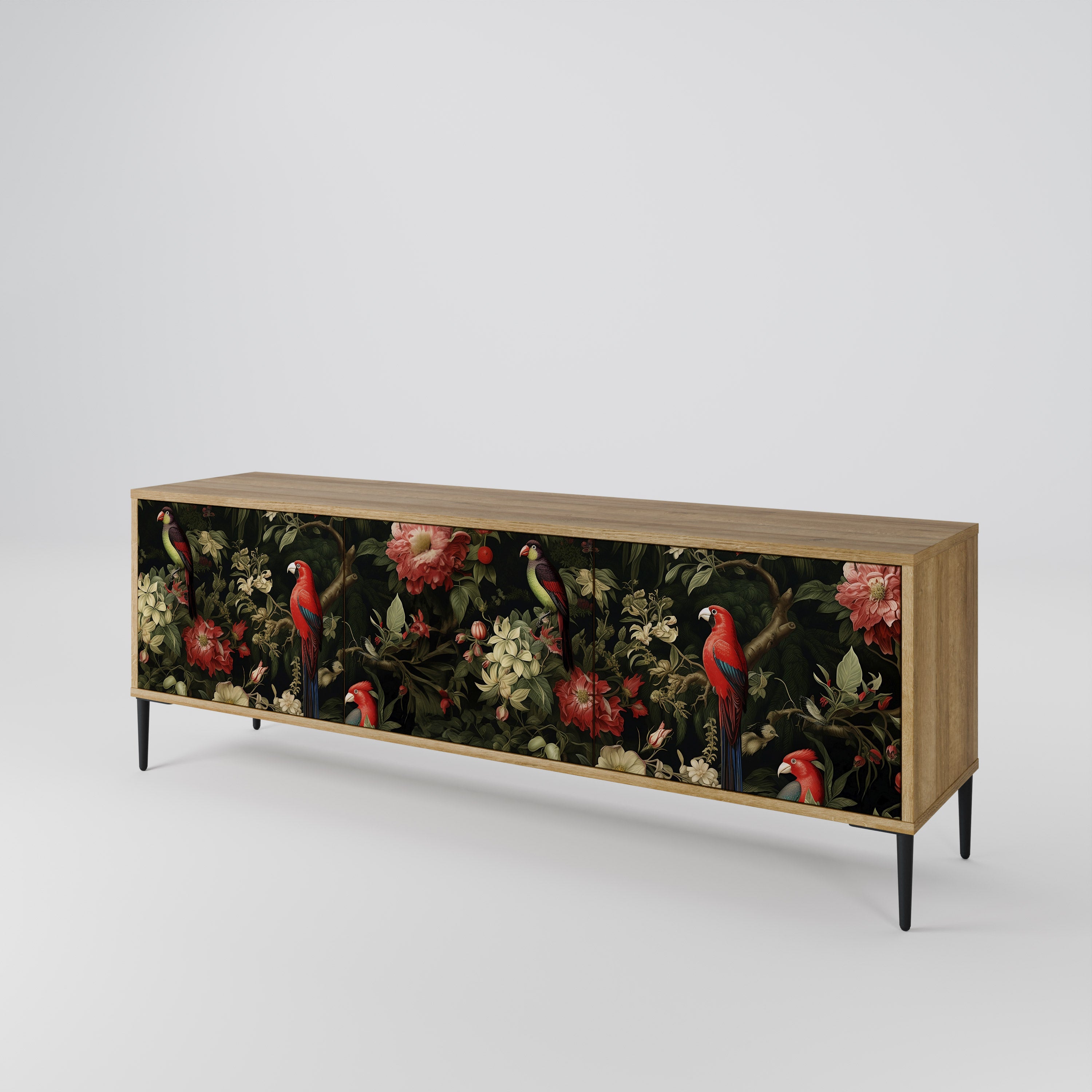 AVIAN GREENERY 3-Door TV Stand in Oak Effect