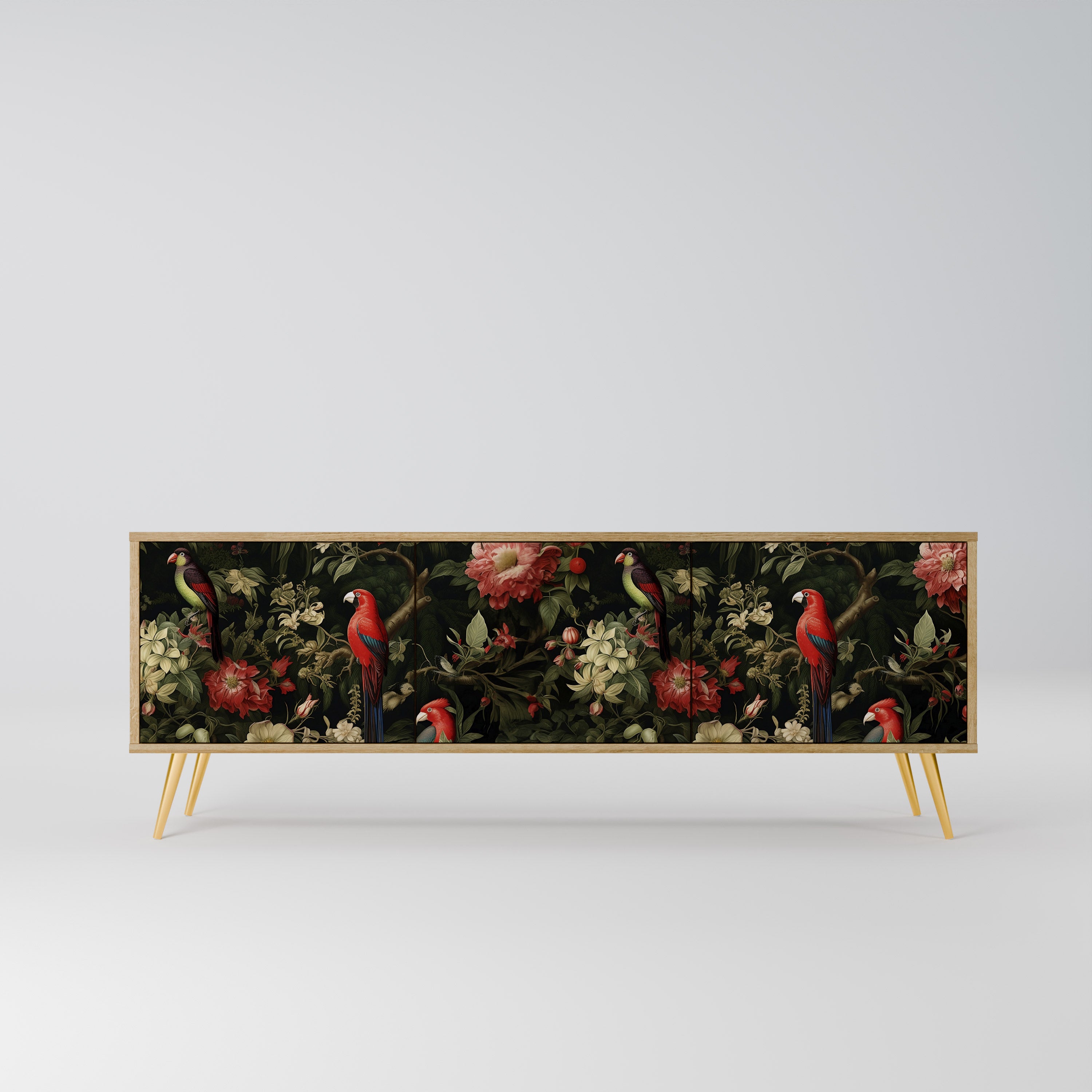 AVIAN GREENERY 3-Door TV Stand in Oak Effect