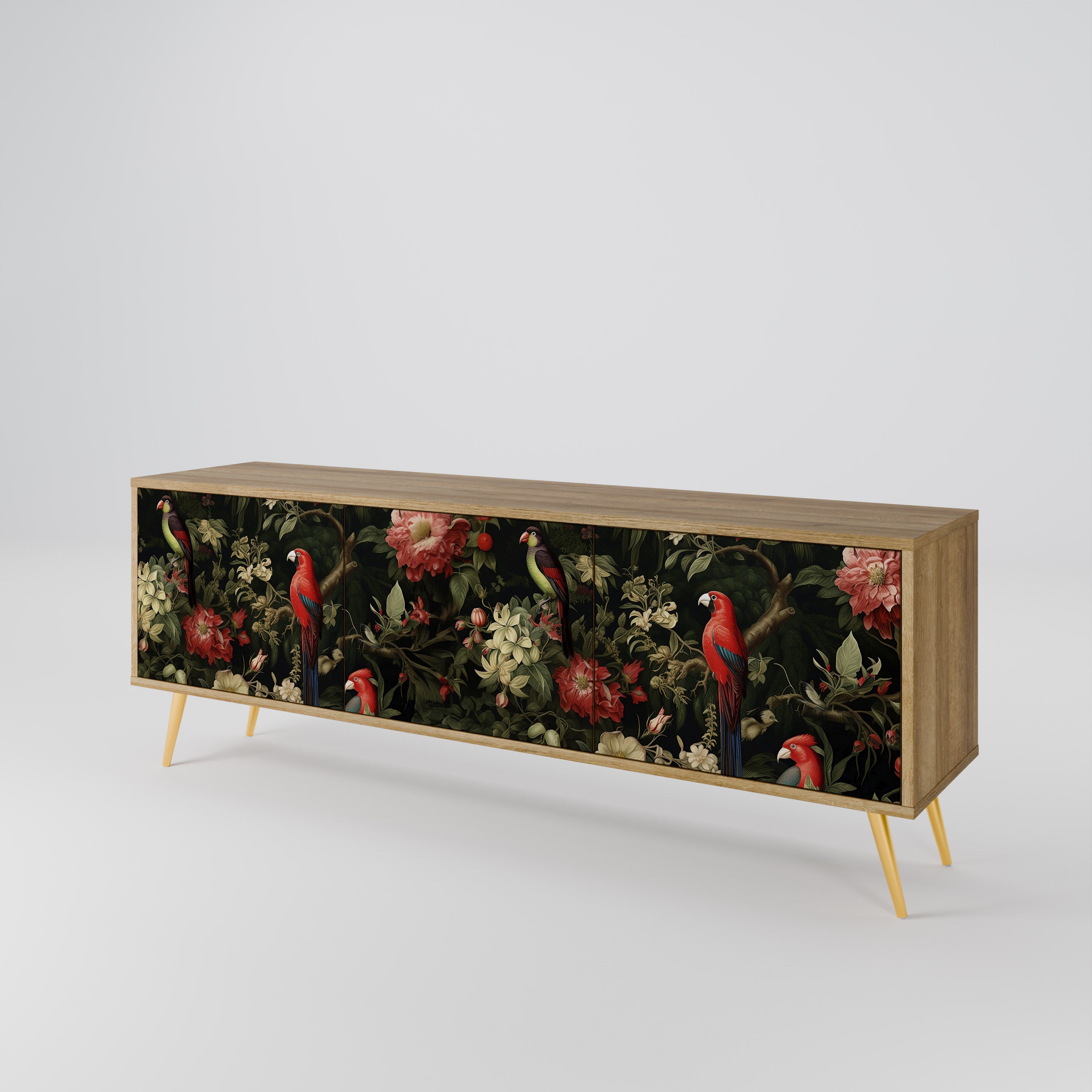AVIAN GREENERY 3-Door TV Stand in Oak Effect