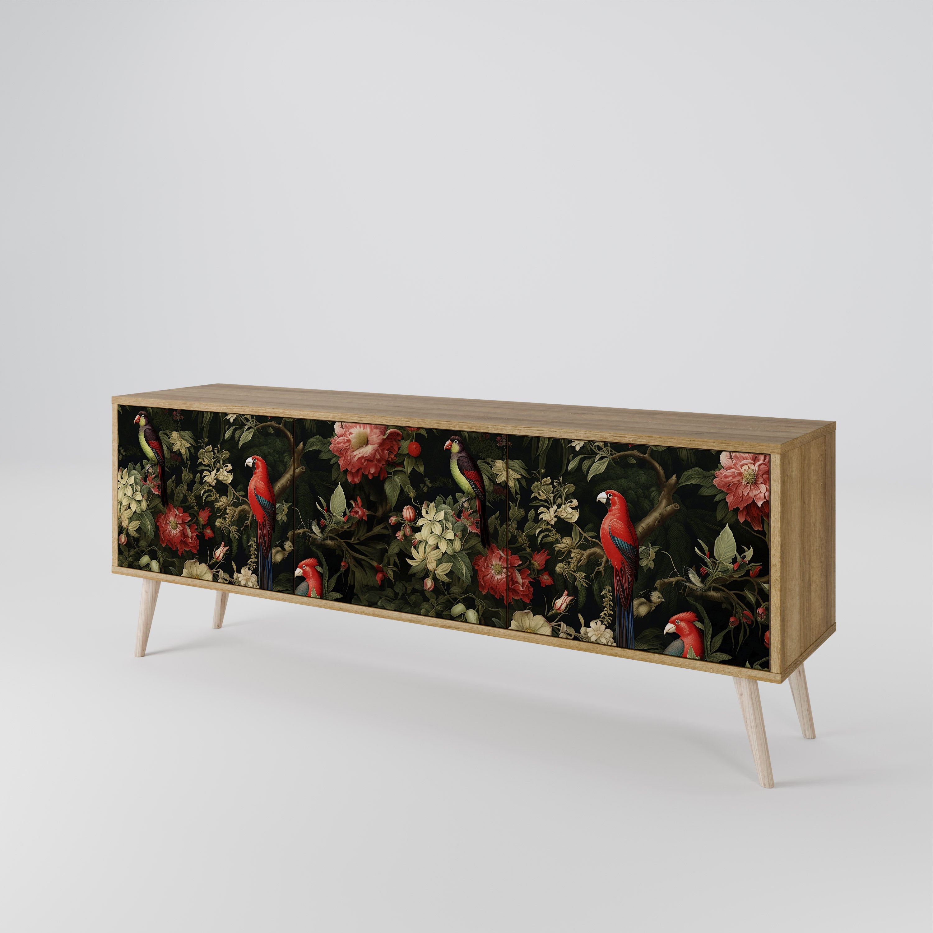 AVIAN GREENERY 3-Door TV Stand in Oak Effect