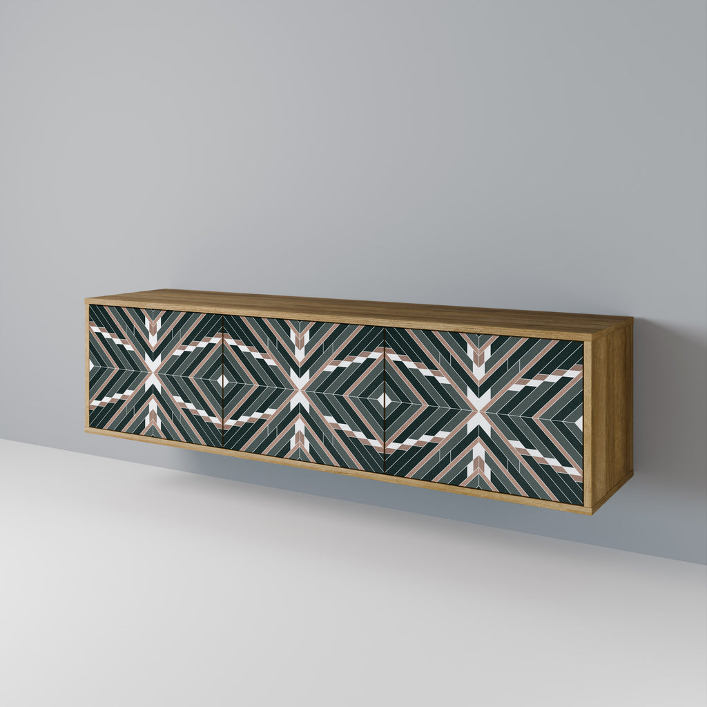 DIMENSION DELIGHTS 3-Door TV Stand in Oak Effect