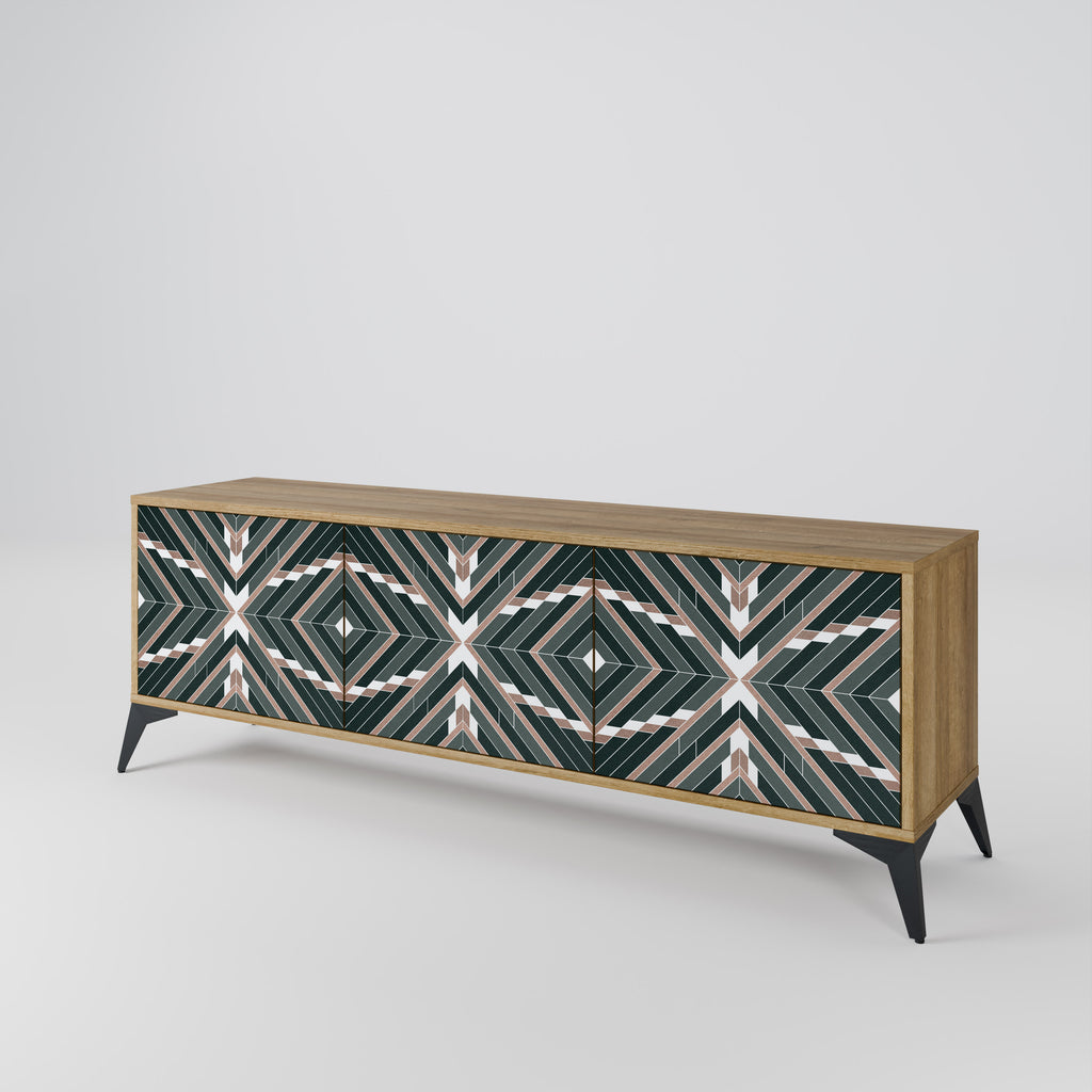 DIMENSION DELIGHTS 3-Door TV Stand in Oak Effect