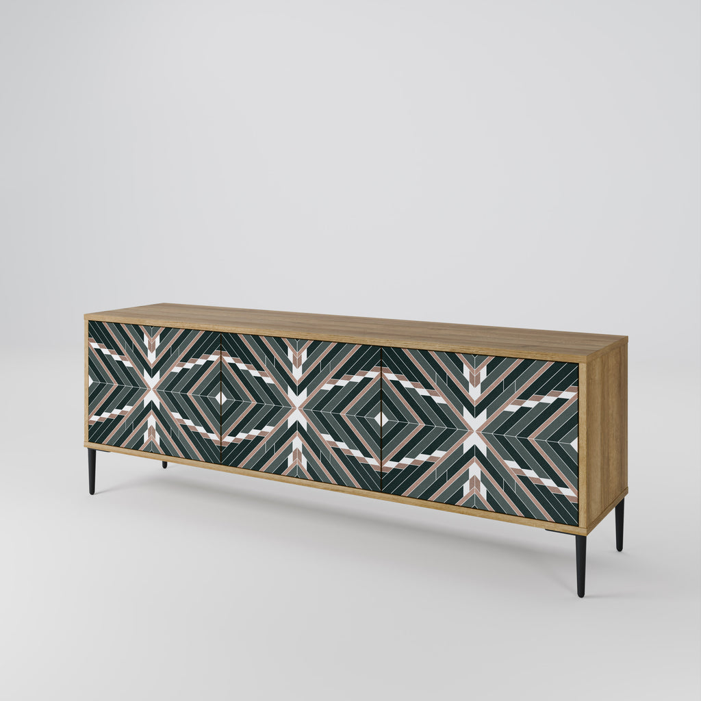 DIMENSION DELIGHTS 3-Door TV Stand in Oak Effect