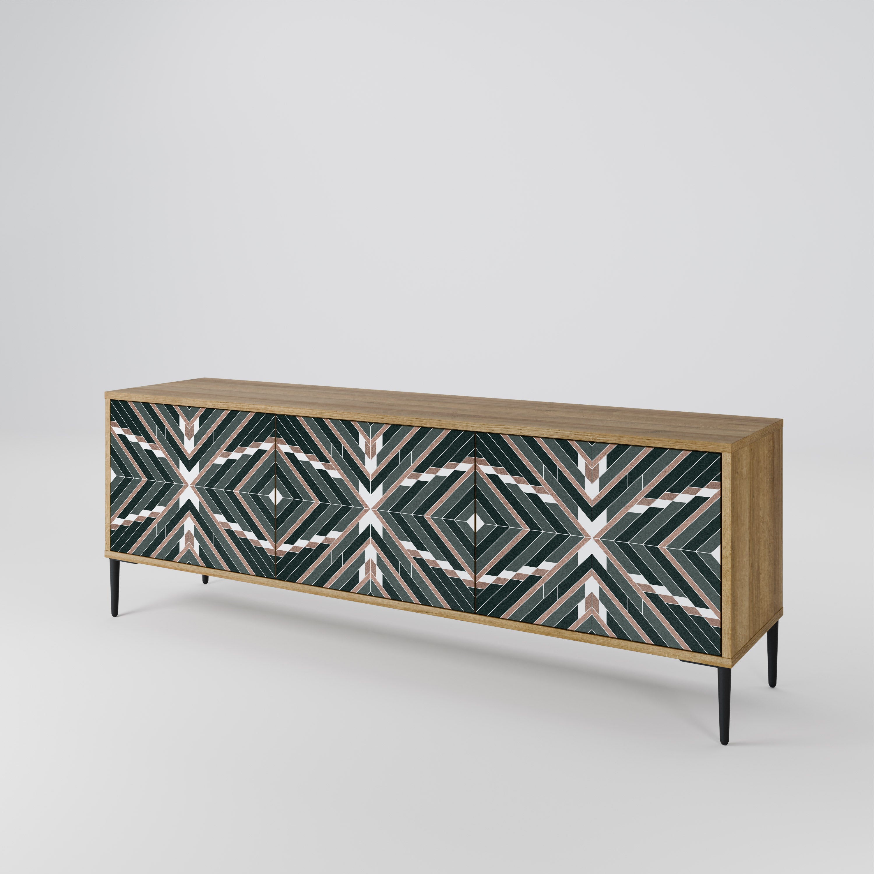 DIMENSION DELIGHTS 3-Door TV Stand in Oak Effect