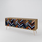 VIBRANT PATCHWORK 3-Door TV Stand in Oak Effect