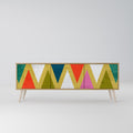 COLORFUL TRIANGLES Mueble de TV de 3 Puertas en Efecto Roble
