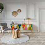 COLORFUL TRIANGLES Mueble de TV de 3 Puertas en Efecto Roble