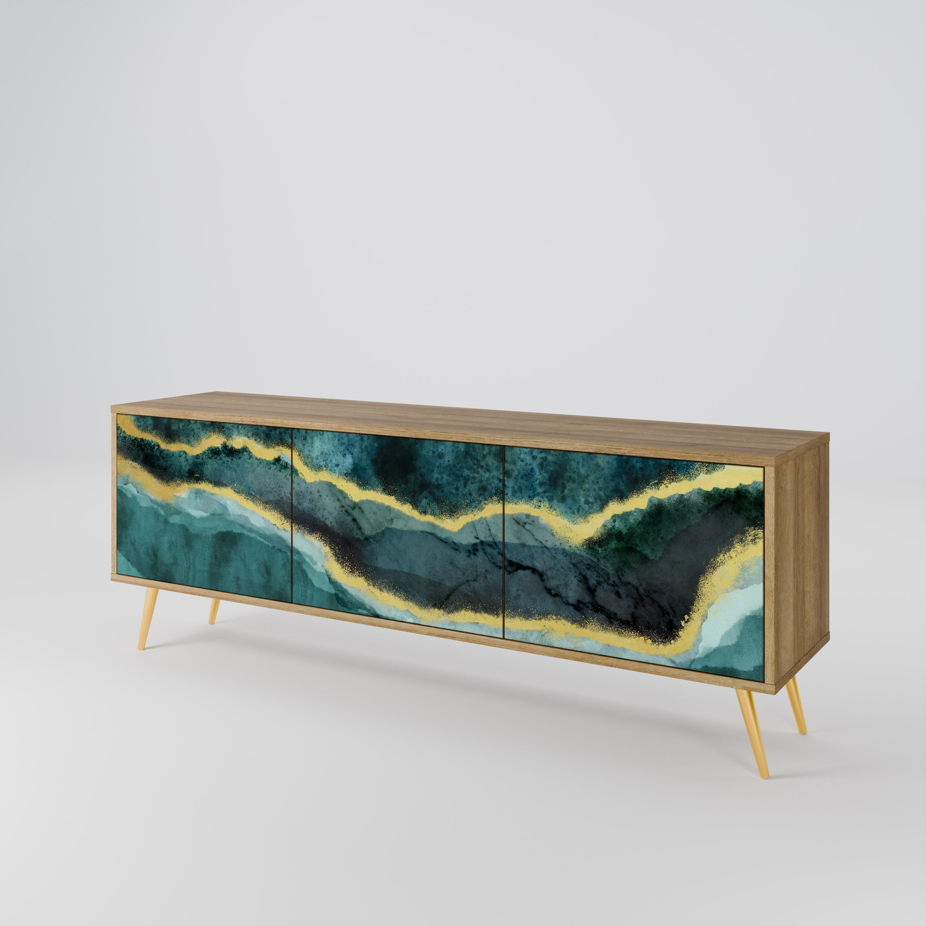 GOLDRUSH ODYSSEY 3-Door TV Stand in Oak Effect