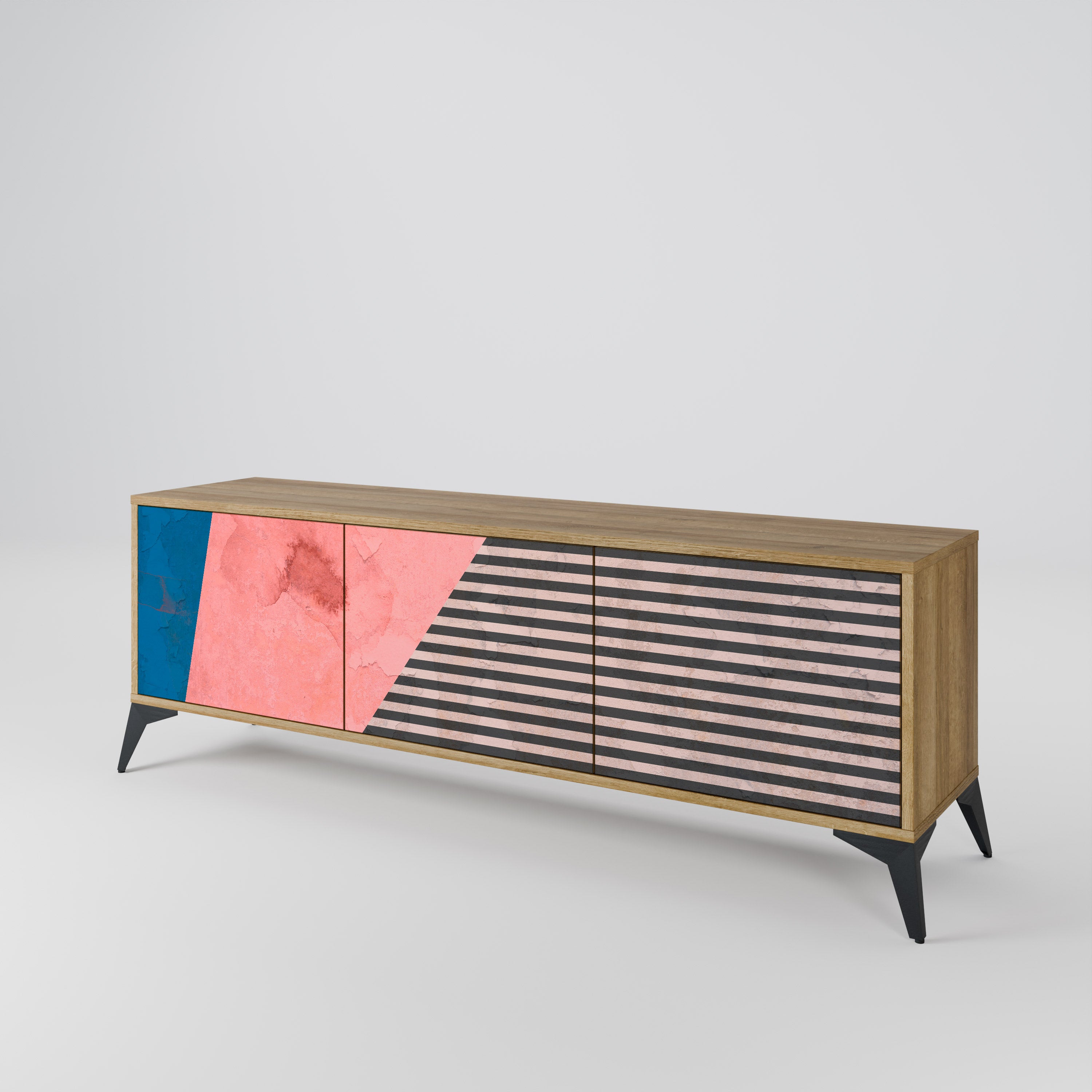 GLAMOROUS STRIPE Mueble de TV de 3 Puertas
