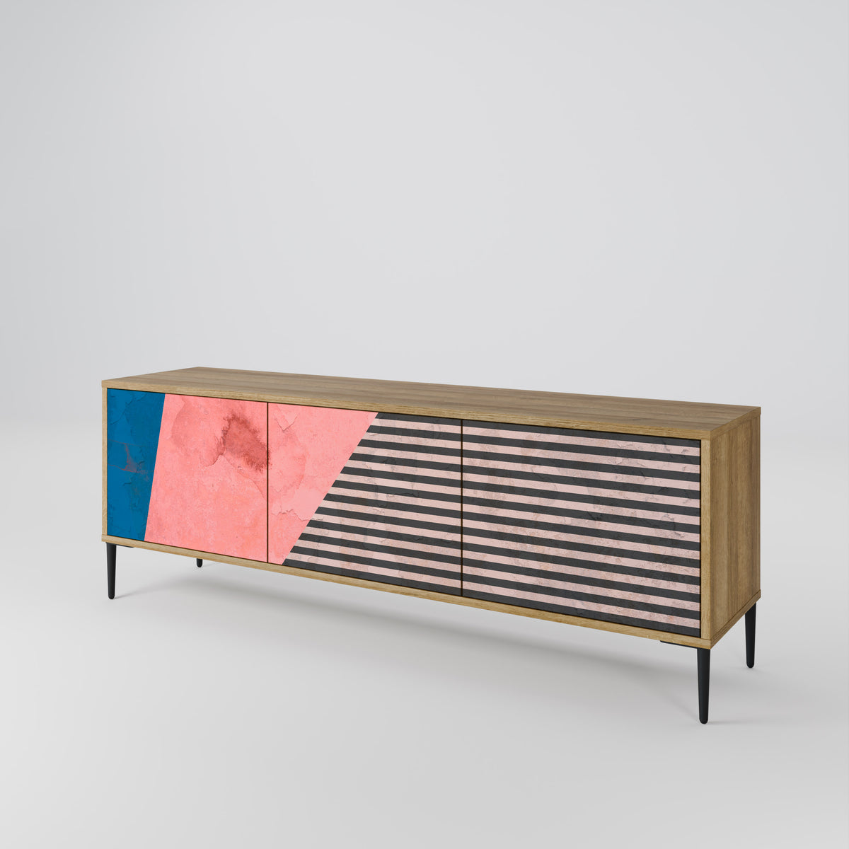 GLAMOROUS STRIPE Mueble de TV de 3 Puertas