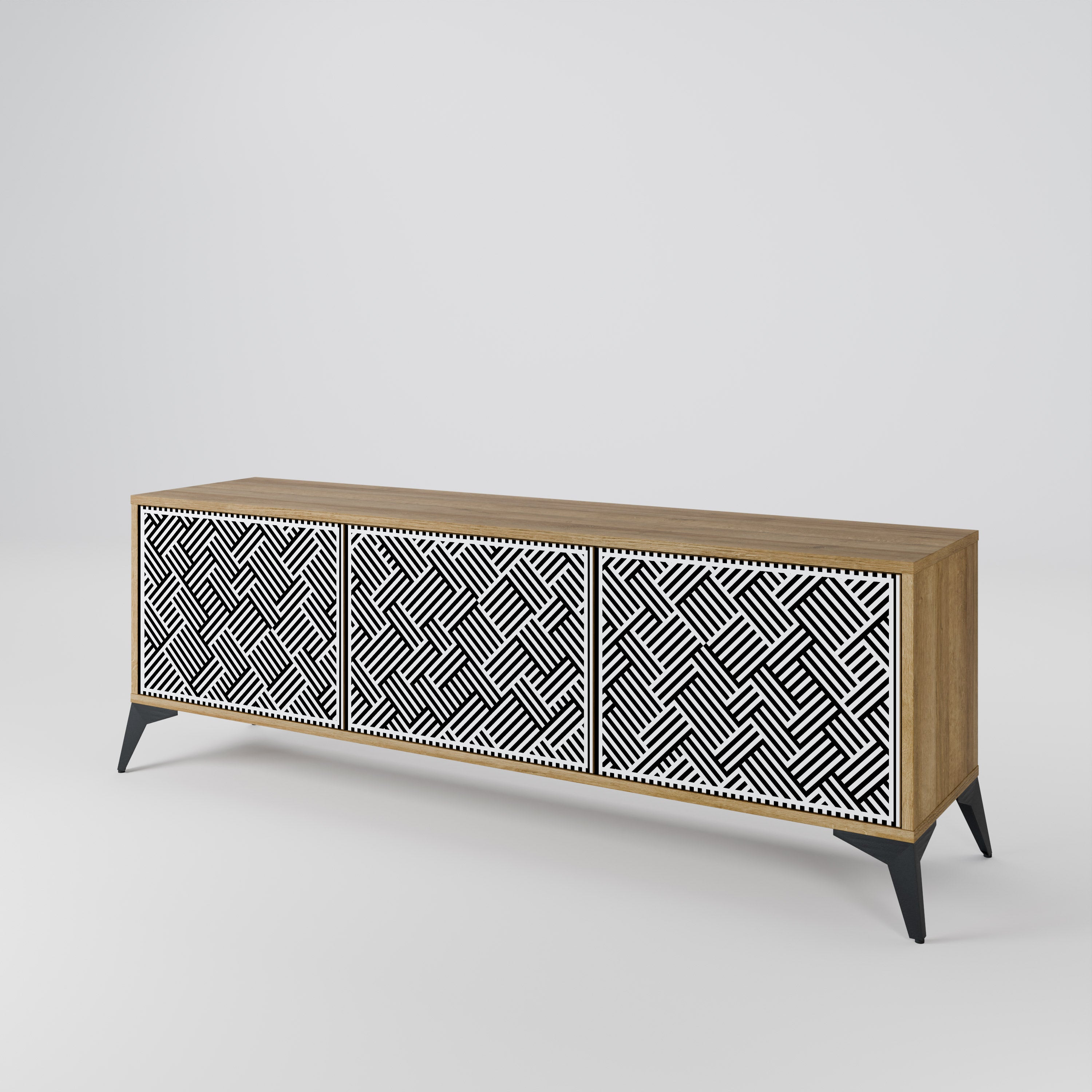TEMPORARY SEQUENCE 3-Door TV Stand in Oak Effect