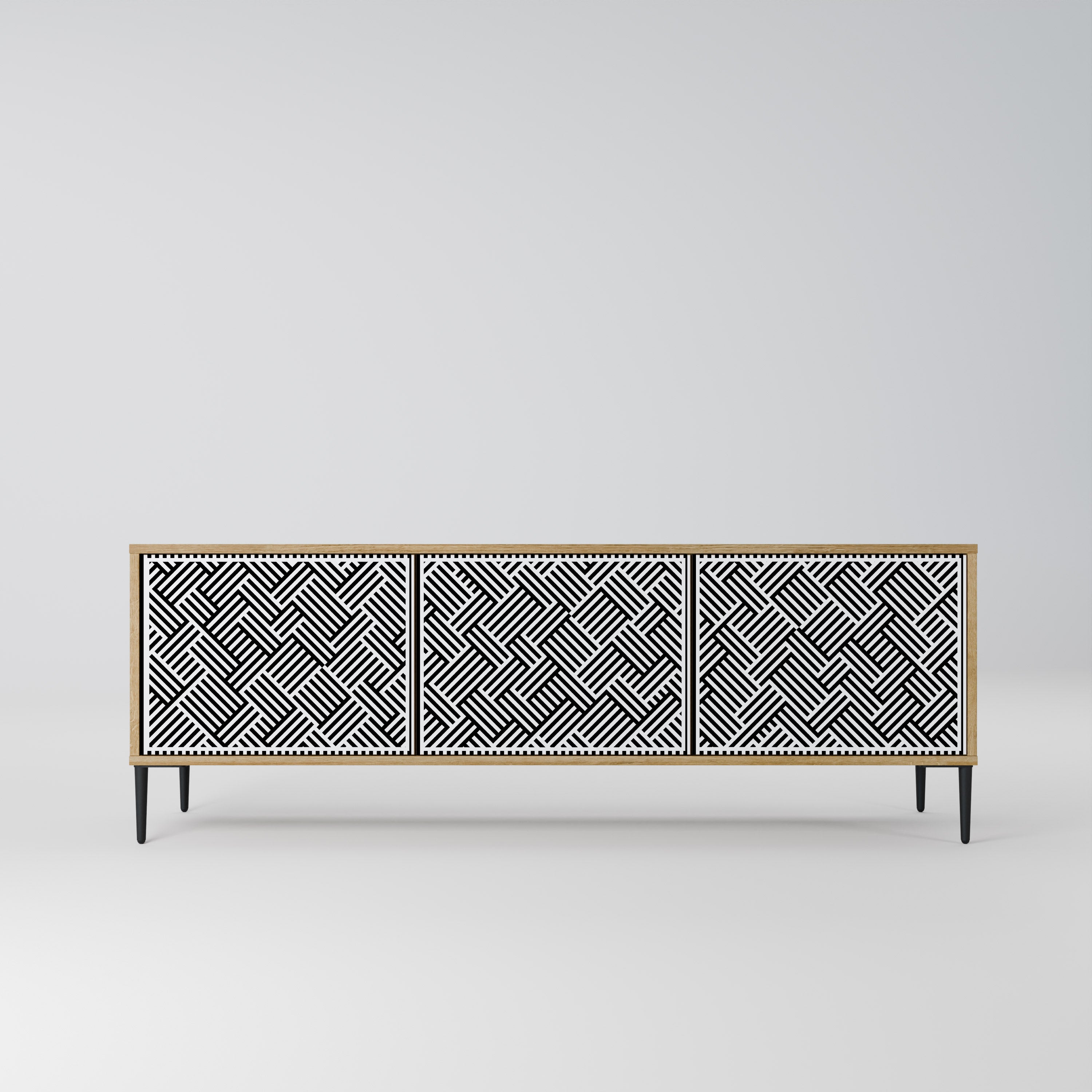 TEMPORARY SEQUENCE 3-Door TV Stand in Oak Effect