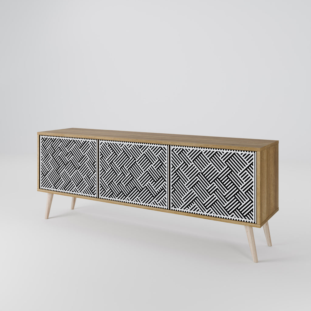 TEMPORARY SEQUENCE 3-Door TV Stand in Oak Effect