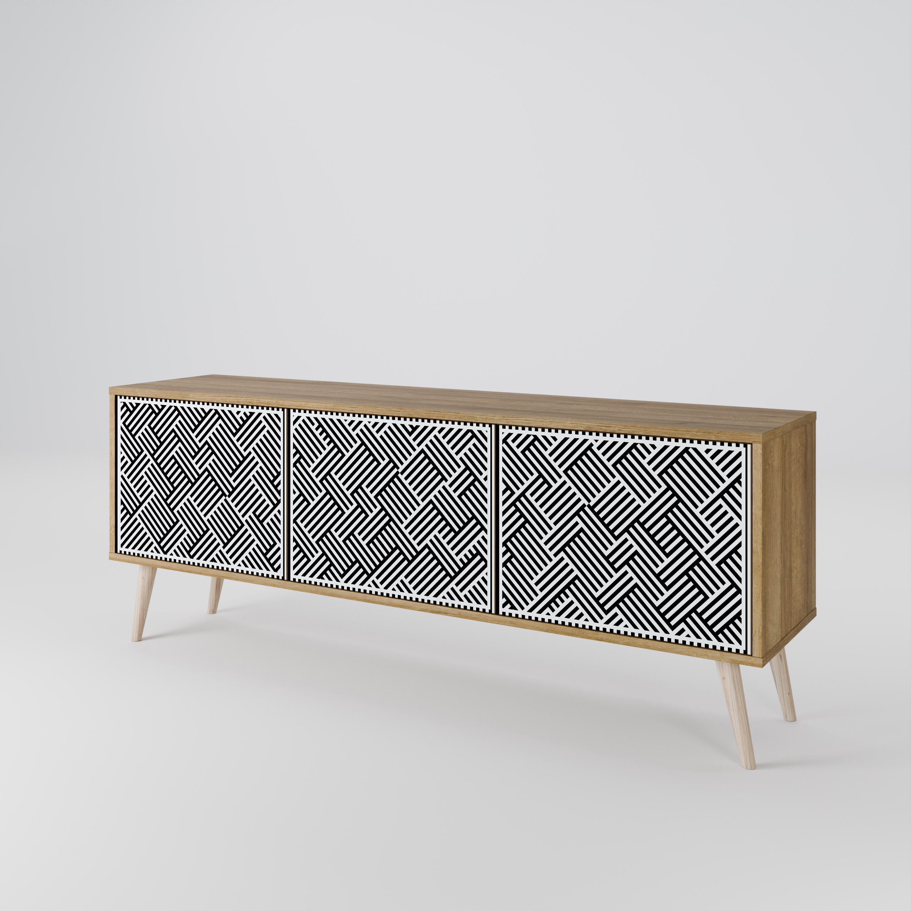 TEMPORARY SEQUENCE 3-Door TV Stand in Oak Effect