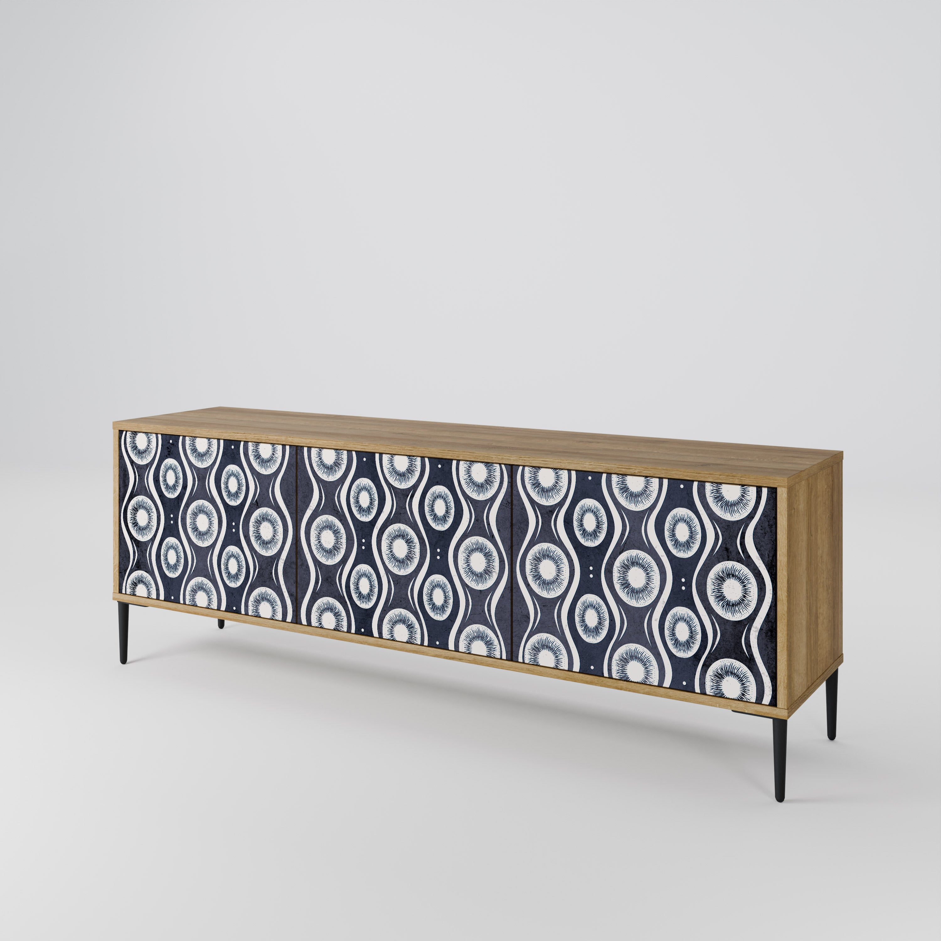 GRAPHITE EYES 3-Door TV Stand in Oak Effect