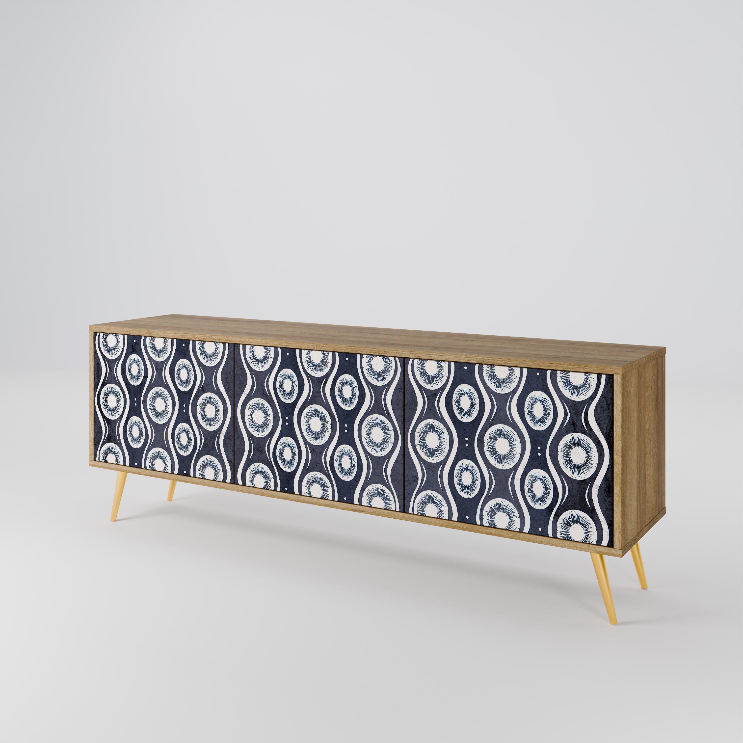 GRAPHITE EYES 3-Door TV Stand in Oak Effect