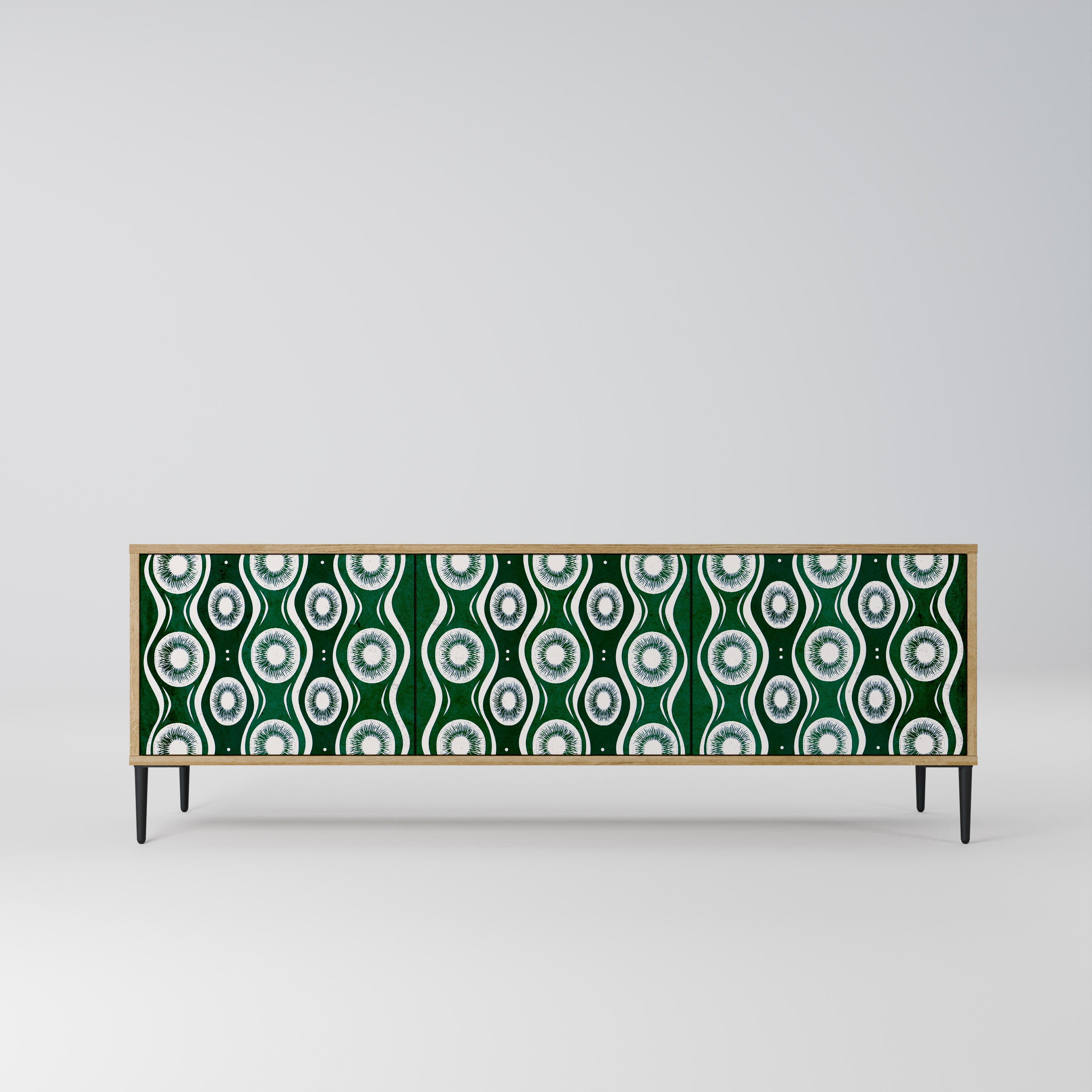 GREEN EYES 3-Door TV Stand in Oak Effect