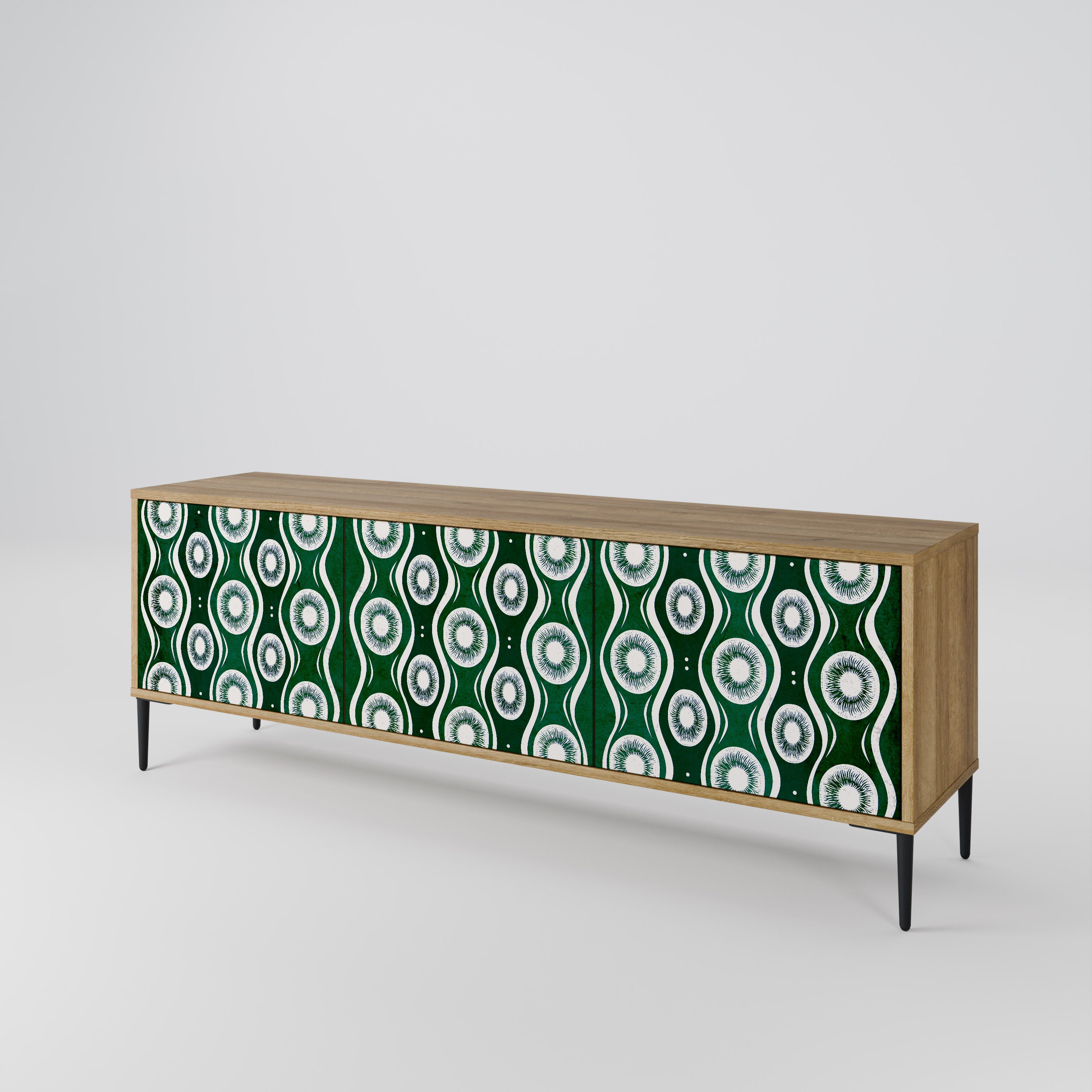 GREEN EYES 3-Door TV Stand in Oak Effect