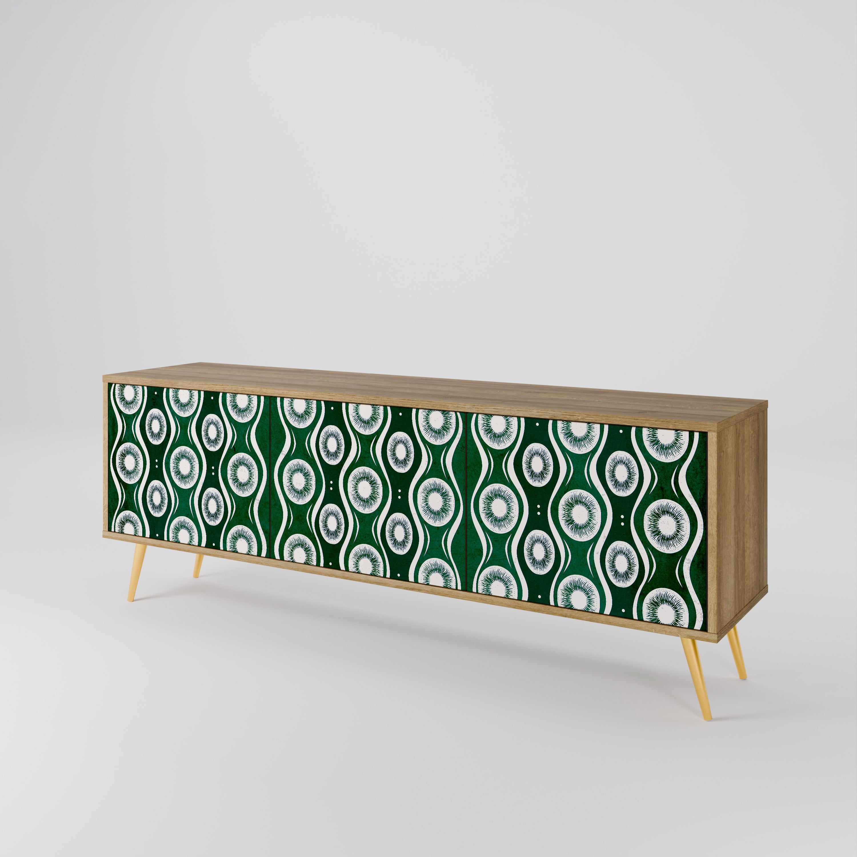 GREEN EYES 3-Door TV Stand in Oak Effect