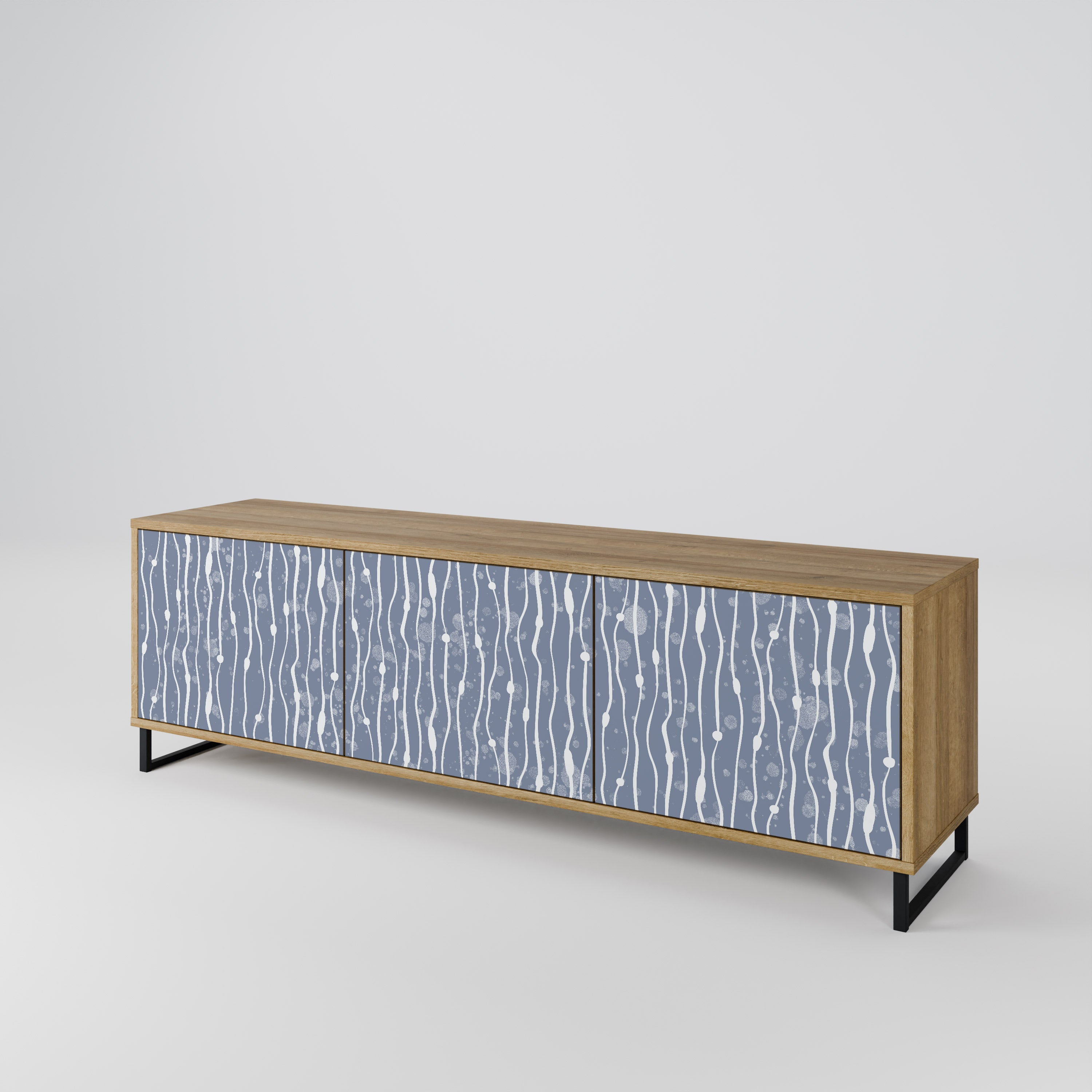 GRAPHITE RAIN 3-Door TV Stand in Oak Effect