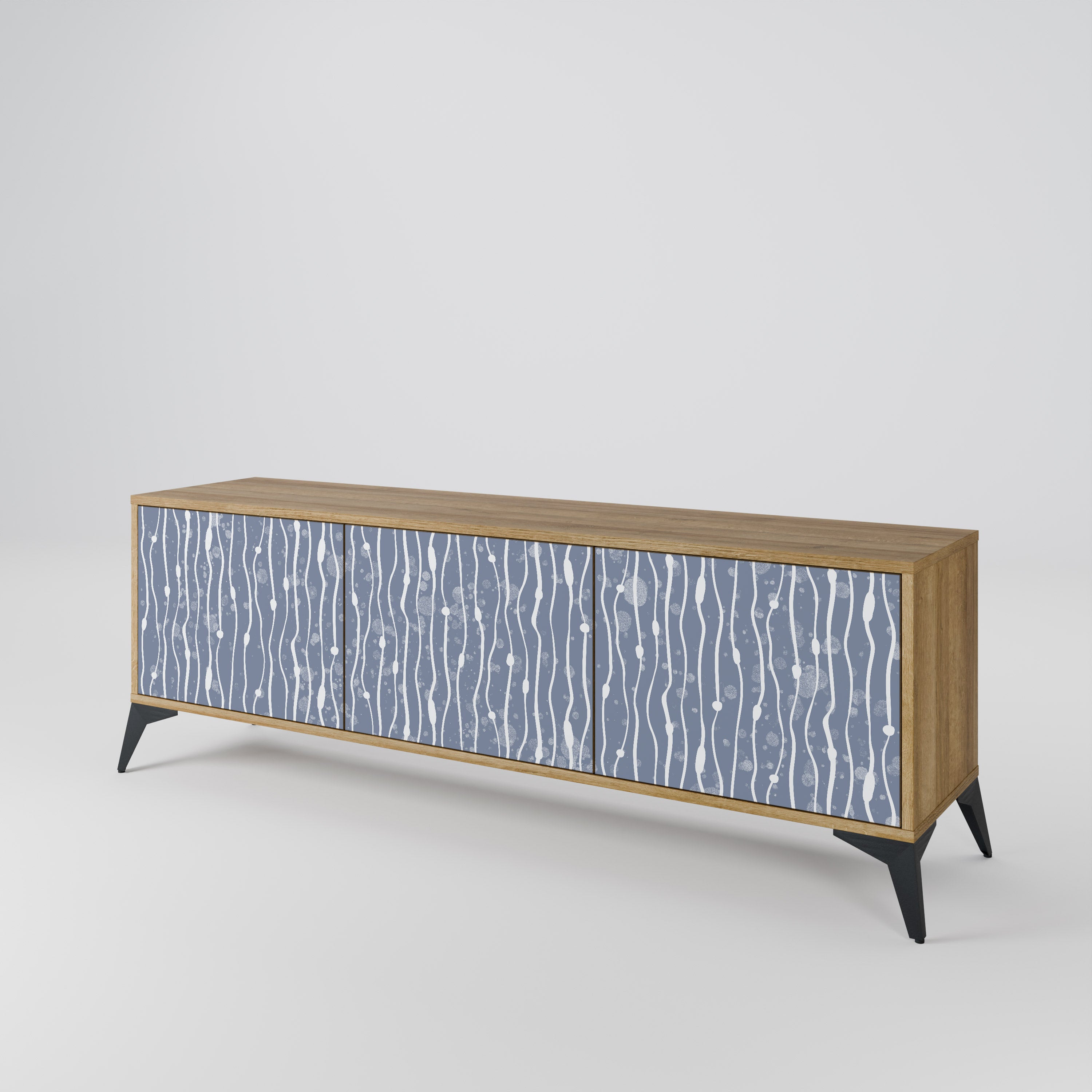 GRAPHITE RAIN 3-Door TV Stand in Oak Effect