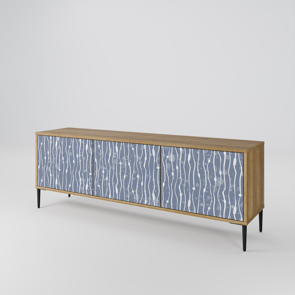 GRAPHITE RAIN 3-Door TV Stand in Oak Effect