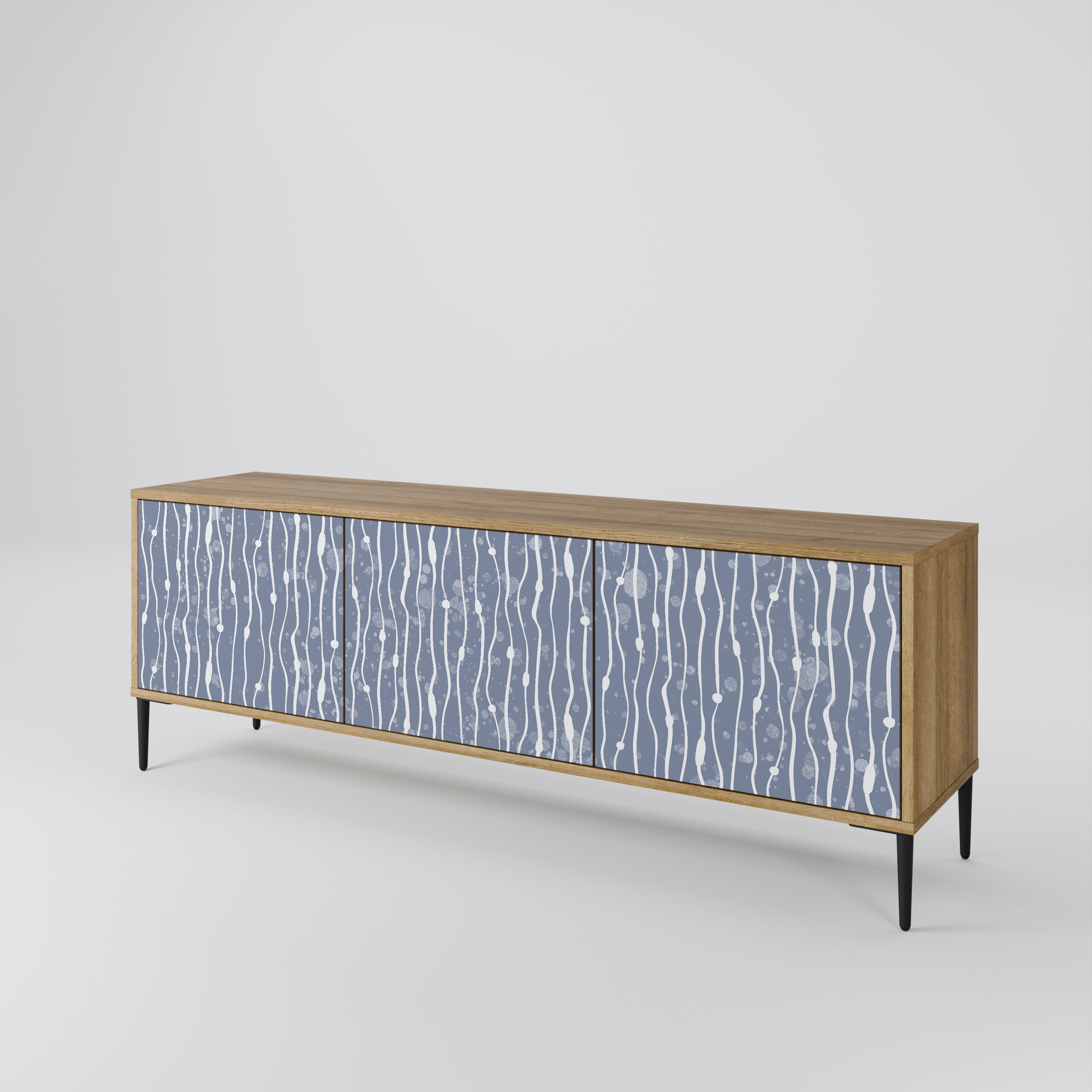 GRAPHITE RAIN 3-Door TV Stand in Oak Effect