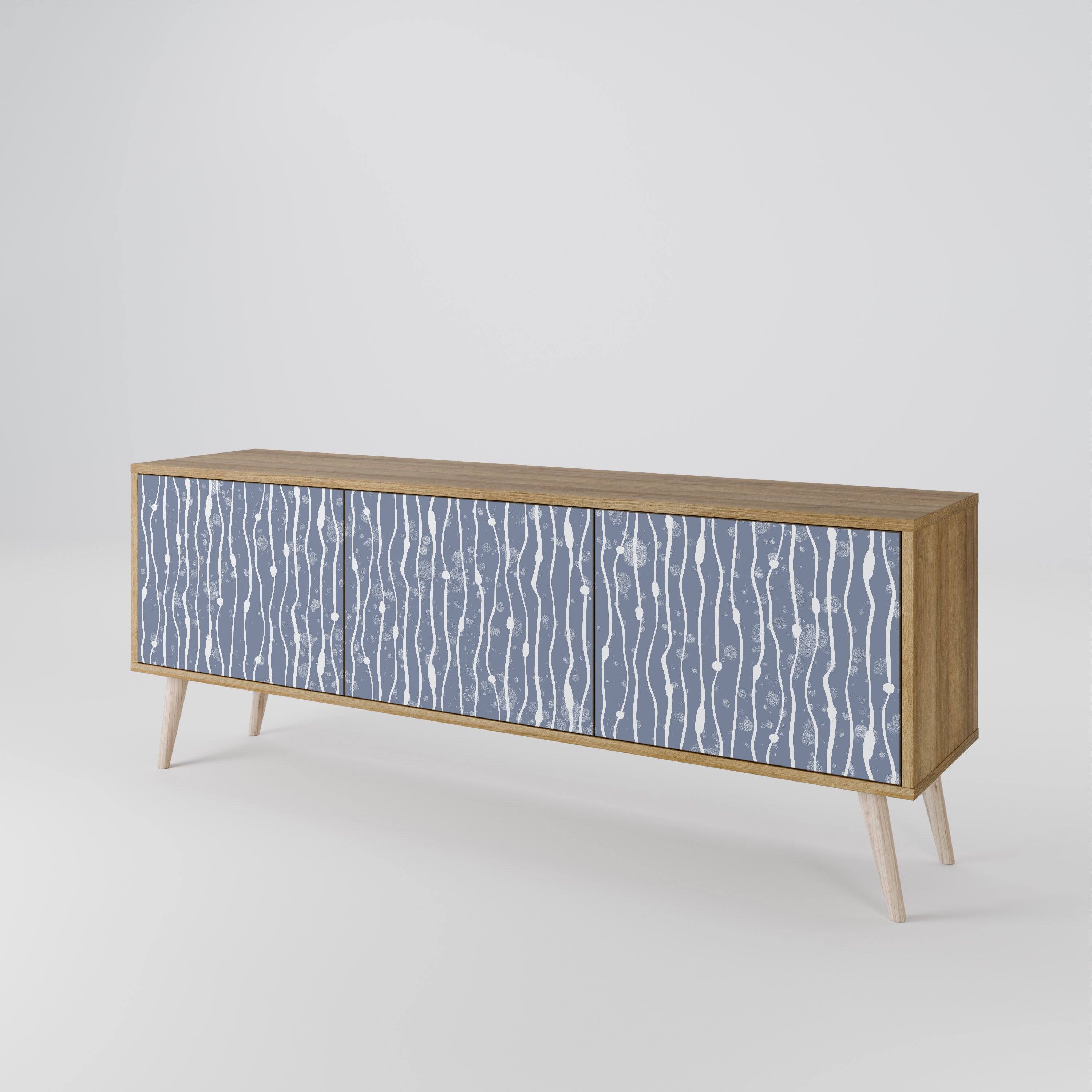 GRAPHITE RAIN 3-Door TV Stand in Oak Effect