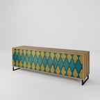 POLYGONS 3-Door TV Stand in Oak Effect