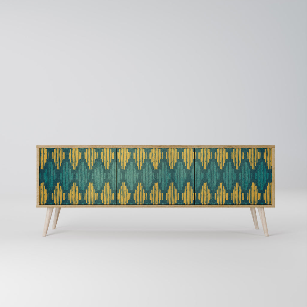 POLYGONS 3-Door TV Stand in Oak Effect